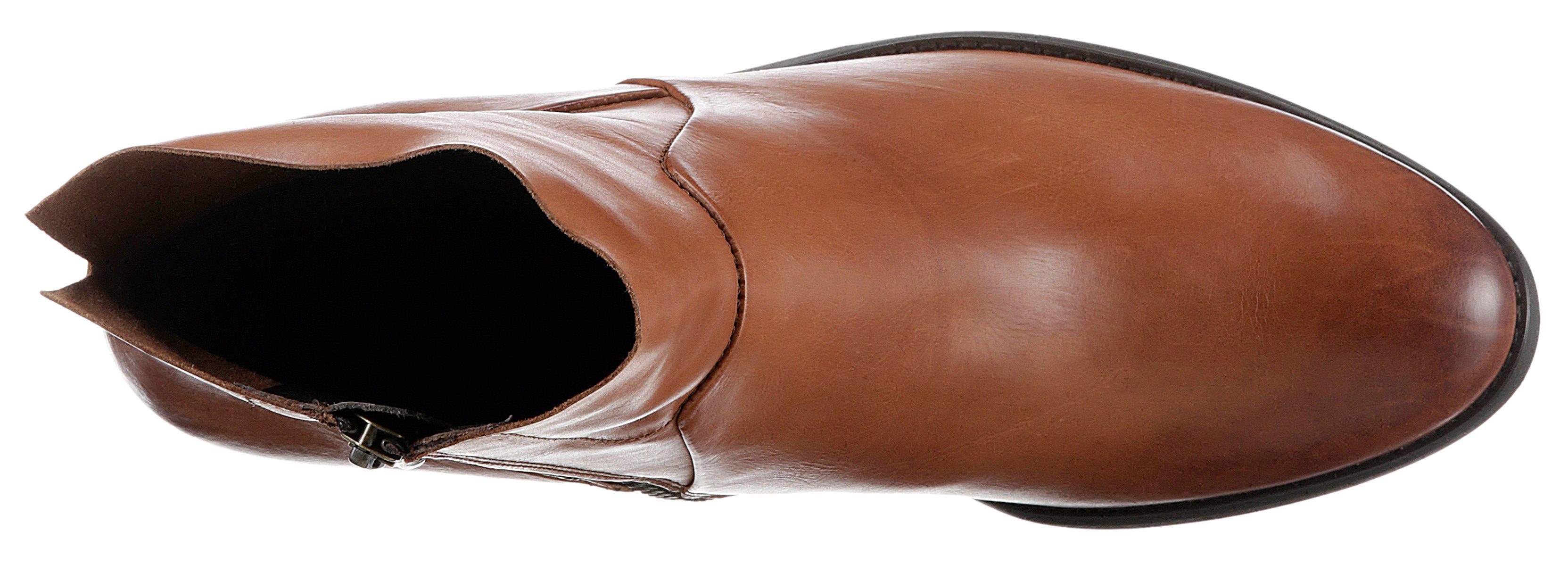 Paul Green Stiefelette mit Einschlupf leichten Innenreißverschluss für cognac