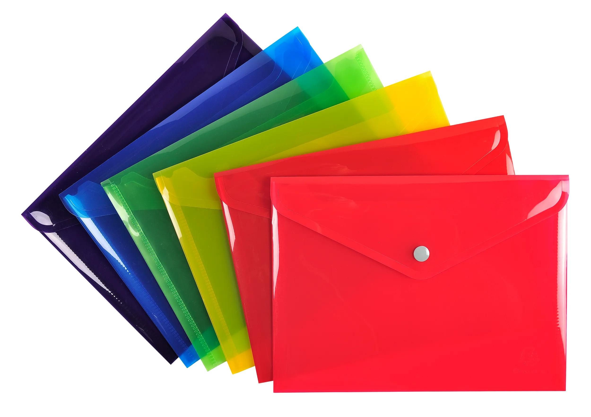 Prospekthülle 30x Tasche mit Druckknopf Iderama aus PP - Farben sortiert - 34440E