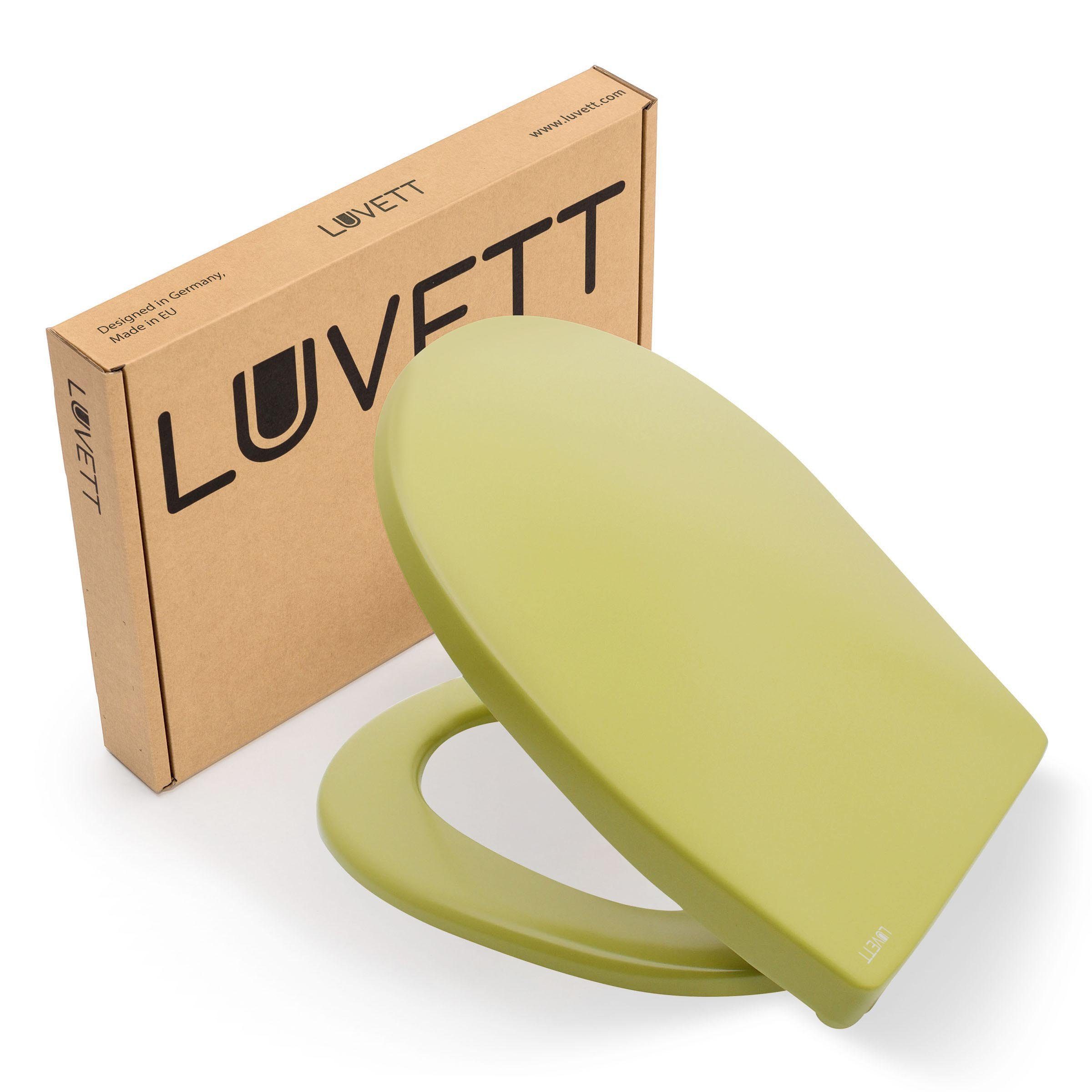 LUVETT WC-Sitz Farben C100 (Komplett-Set, Inklusive 3 Befestigungsarten), mit Original SoftClose® Absenkautomatik, Duroplast