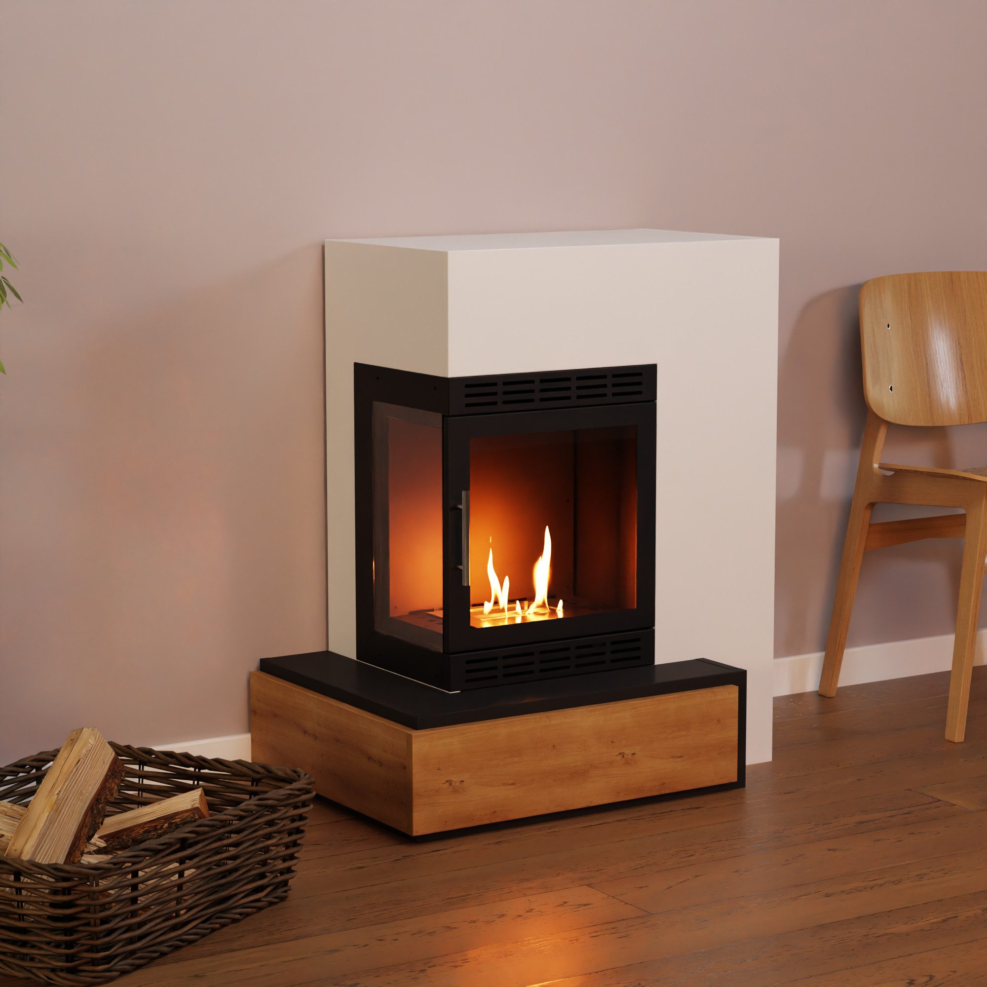 GLOW FIRE Echtfeuer-Dekokamin Narvik Vision Ethanol Kamin, Bioethanol Kamin mit 3h Brenndauer, Heizleistung bis 2KW