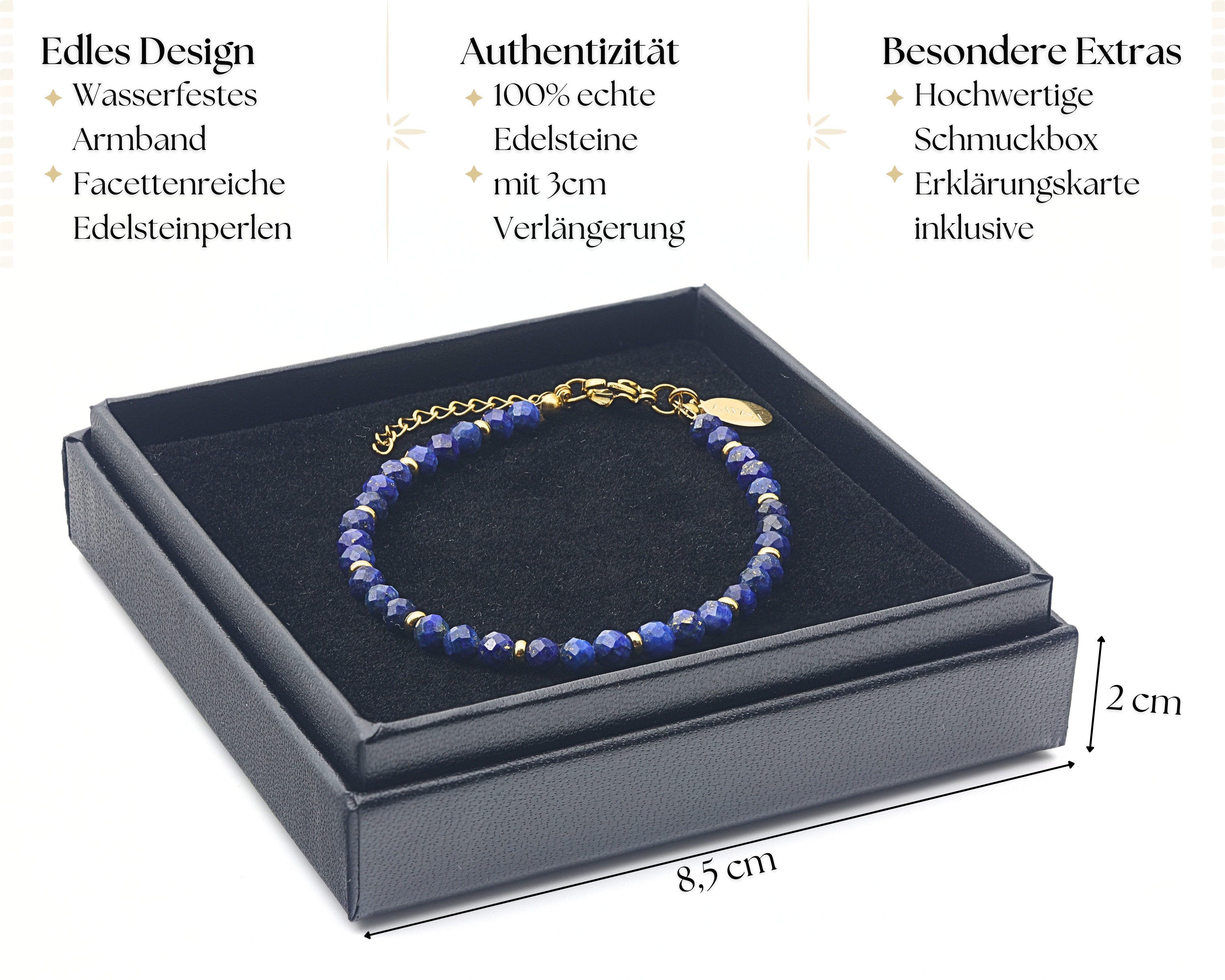LAVISA Armband Edelstein Armband - 4mm Naturstein Perlen Granat – Bild 3 von 5