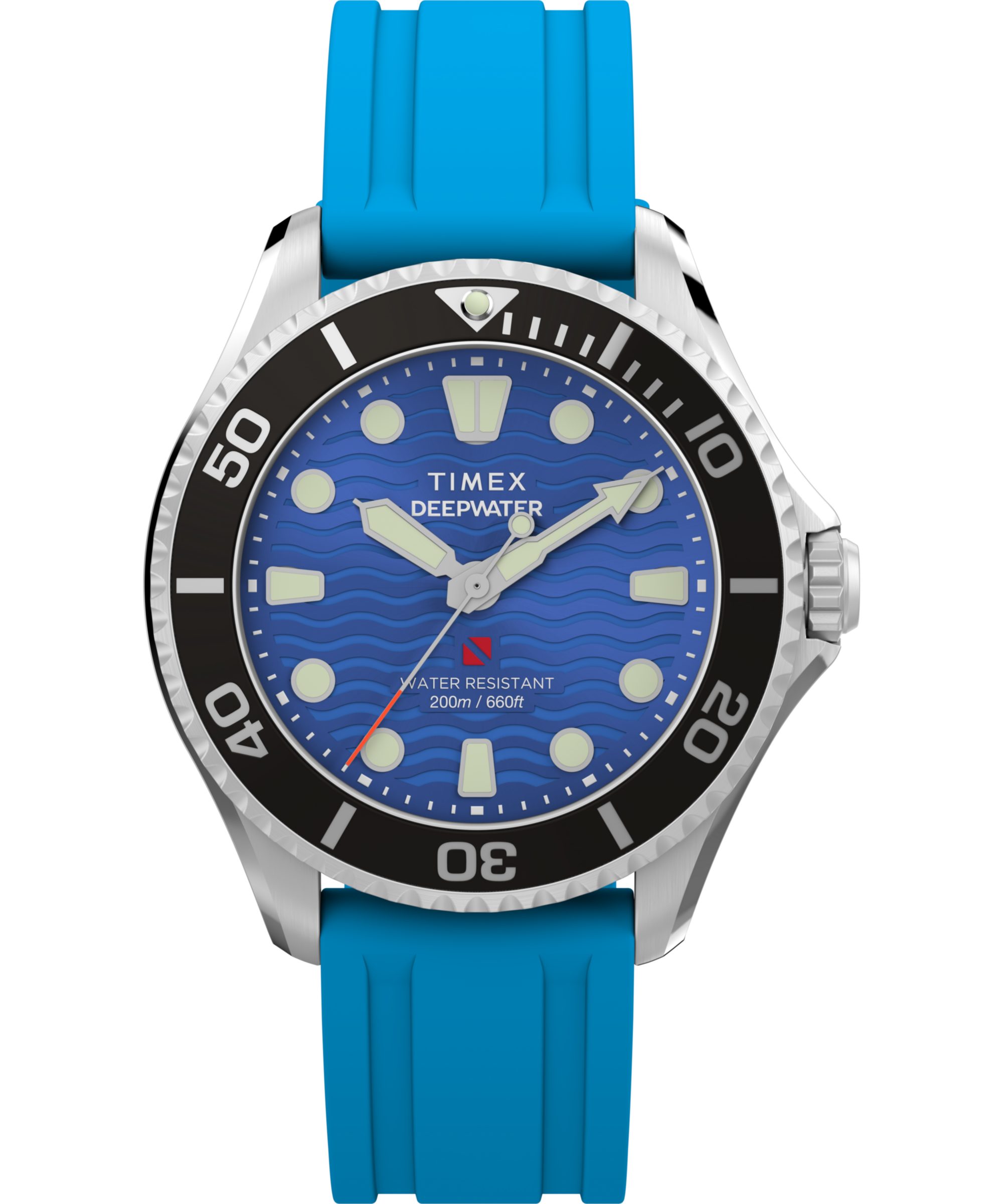 Timex Quarzuhr DEEP WATER MERIDIAN 38 mm TW2Y40400AJ, Armbanduhr, Damenuhr, Leuchtzeiger, Kautschukarmband