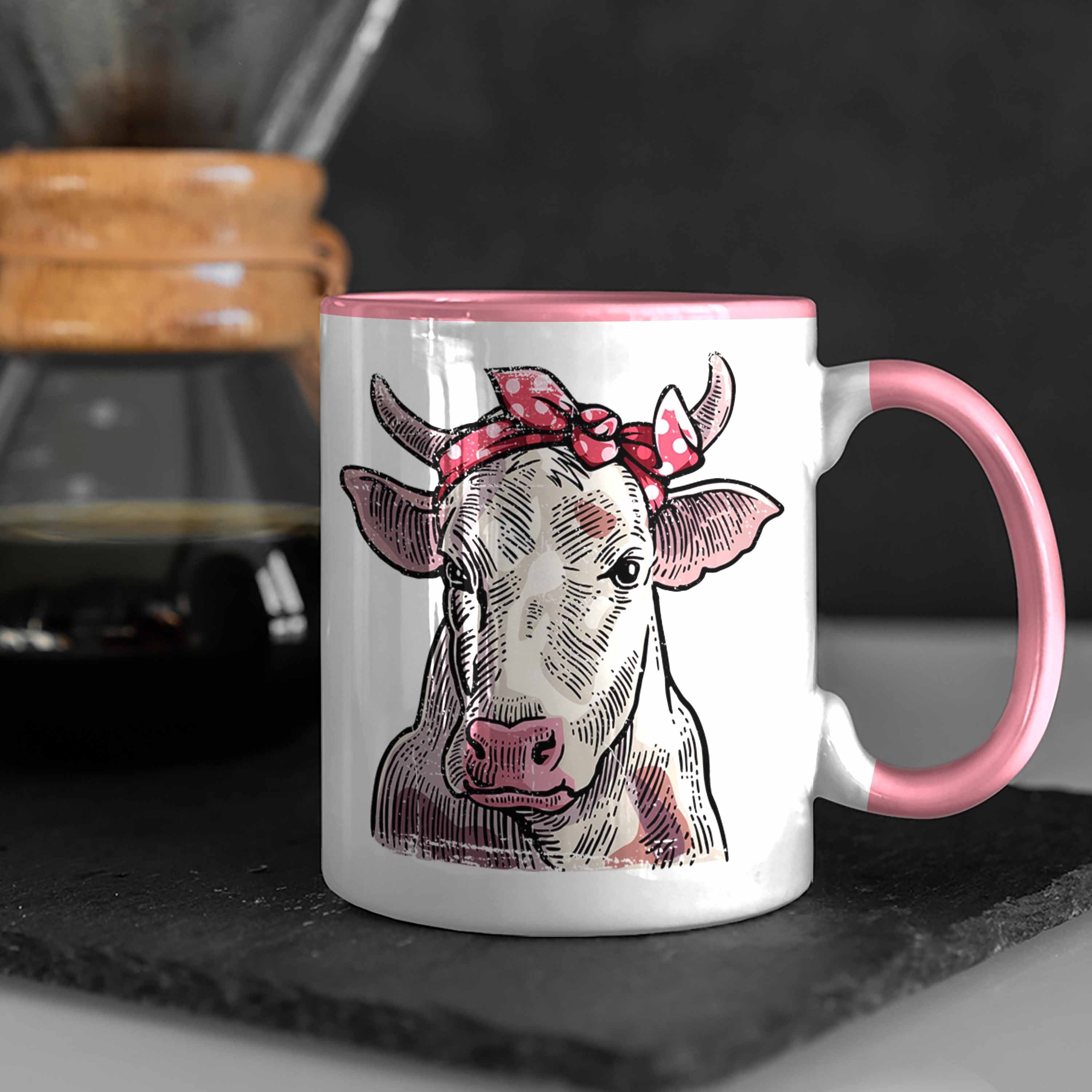 Süße Rosa Landwirt - Tasse für Bauern Geburtstag Kuh Trendation Tasse Frauen Trendation Geschenkidee Geschenk