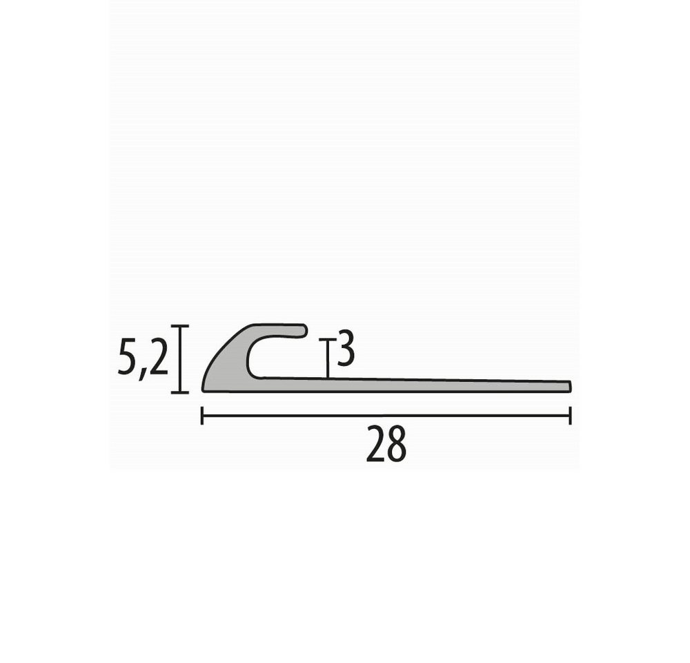 Thumbnail - Küberit Anschlussprofil 5.2 x 28 x 2500 mm Aluminium Einfassprofil Silber Versenkt Gebohrt