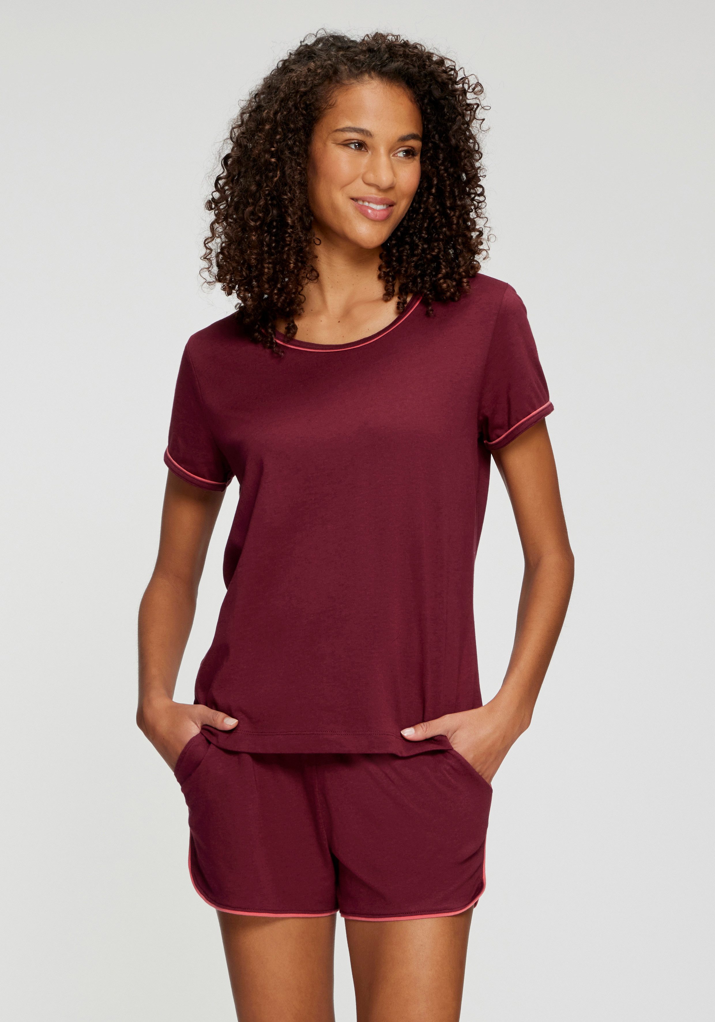 LASCANA Pyjamashorts (1-tlg) mit Kontrastpaspel am Saum – Bild 3 von 4