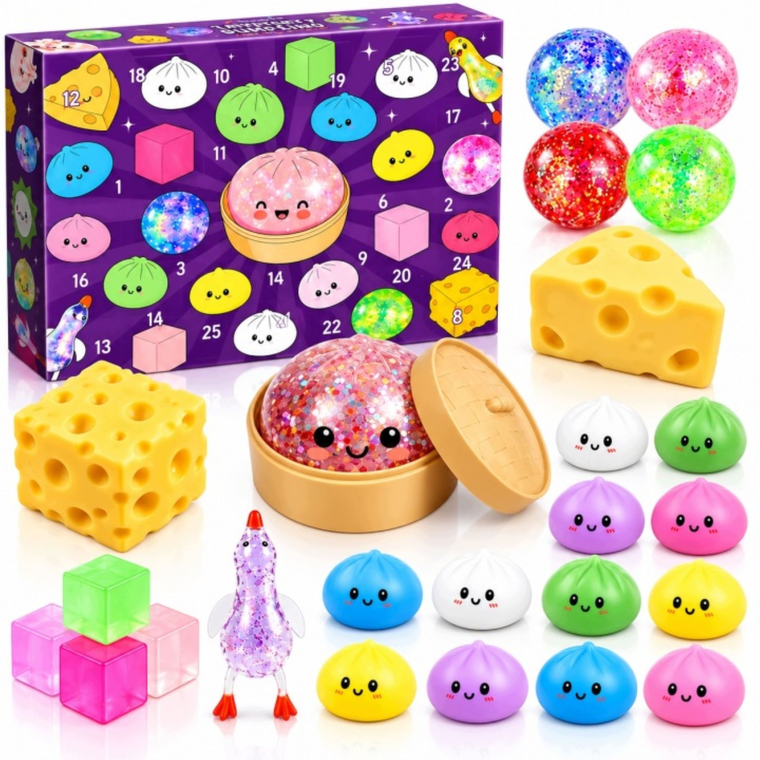 Festivalartikel Adventskalender Adventskalender Squishy Gniotki 25 Überraschungen Knautschspielzeug (1-tlg) – Bild 3 von 5