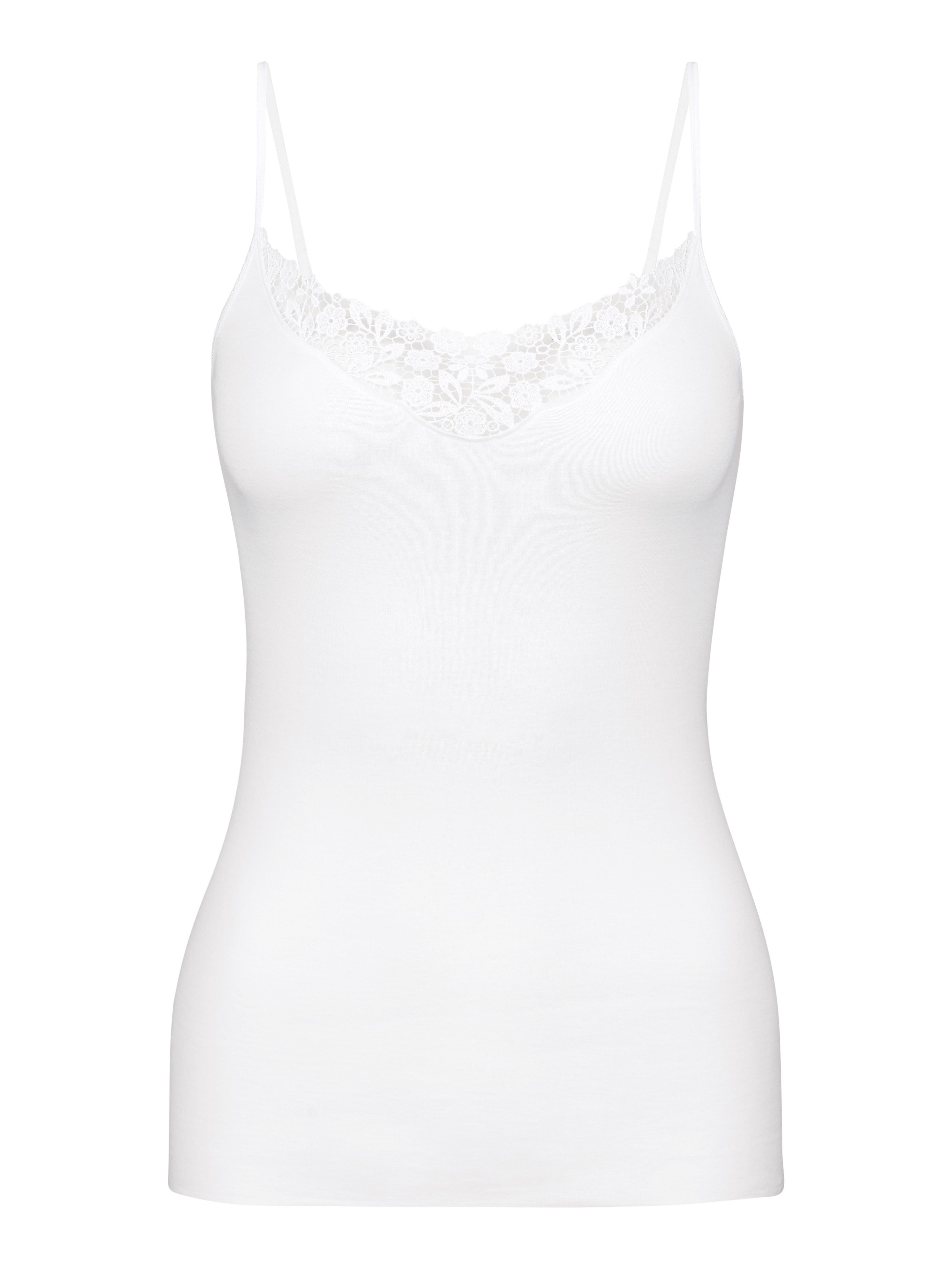 CALIDA Spaghettitop Feminin Sense mit Spitzen-Einsatz, Pure Cotton, tiefer Ausschnitt, Single Jersey – Bild 2 von 5