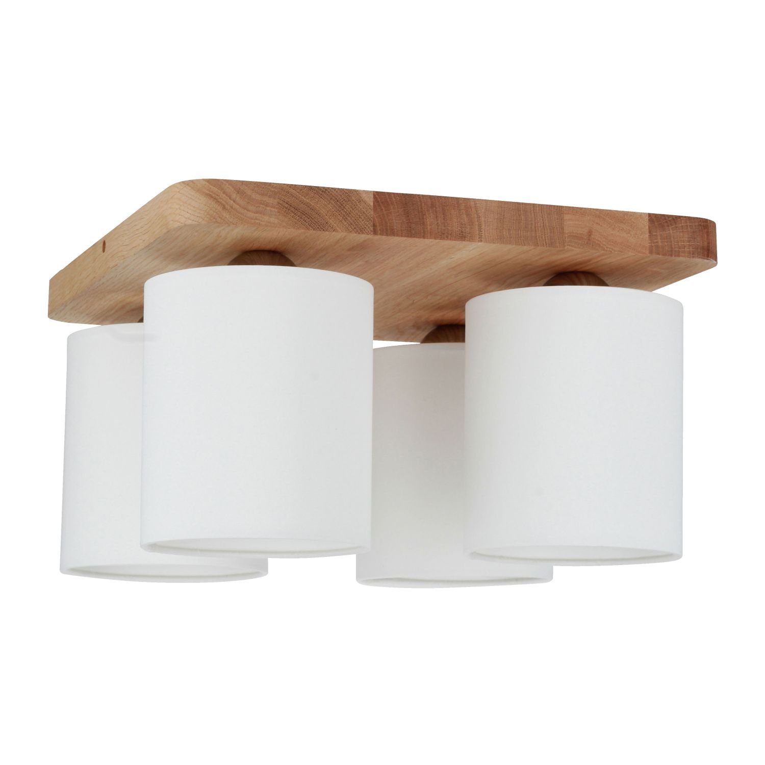 Licht-Erlebnisse Deckenleuchte ANDRINA, ohne Leuchtmittel, Deckenlampe eckig Weiß Natur Stoff Holz Modern