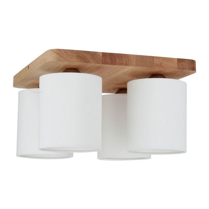 Licht-Erlebnisse Deckenleuchte ANDRINA ohne Leuchtmittel Deckenlampe eckig Weiß Natur Stoff Holz Modern