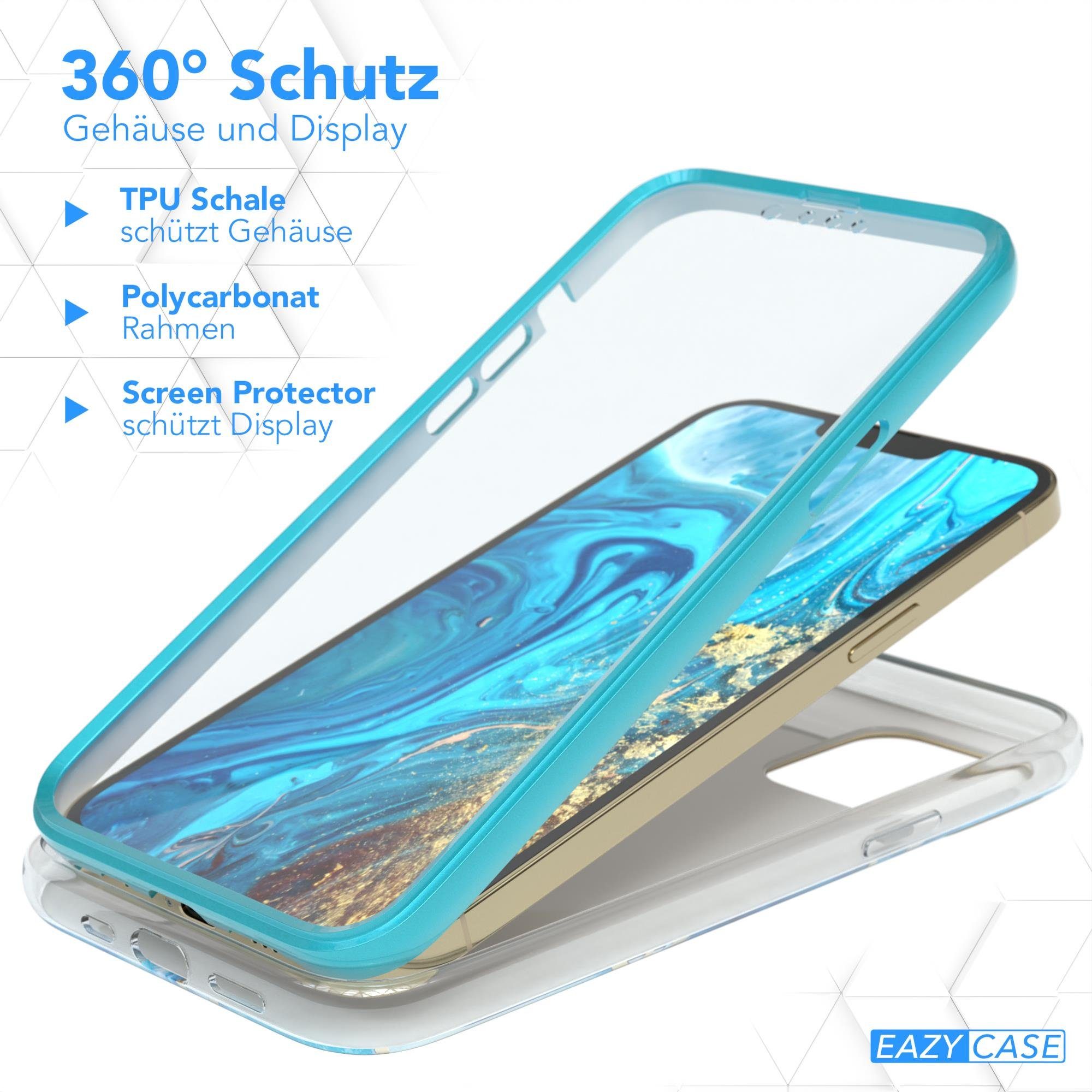 EAZY CASE Handyhülle IMD Fullcover Case für Apple iPhone 13 Pro Max 6,7 Zoll, Schutzfolie Schutzhülle mit Kameraschutz Komplettschutz Backcover Blau – Bild 2 von 5