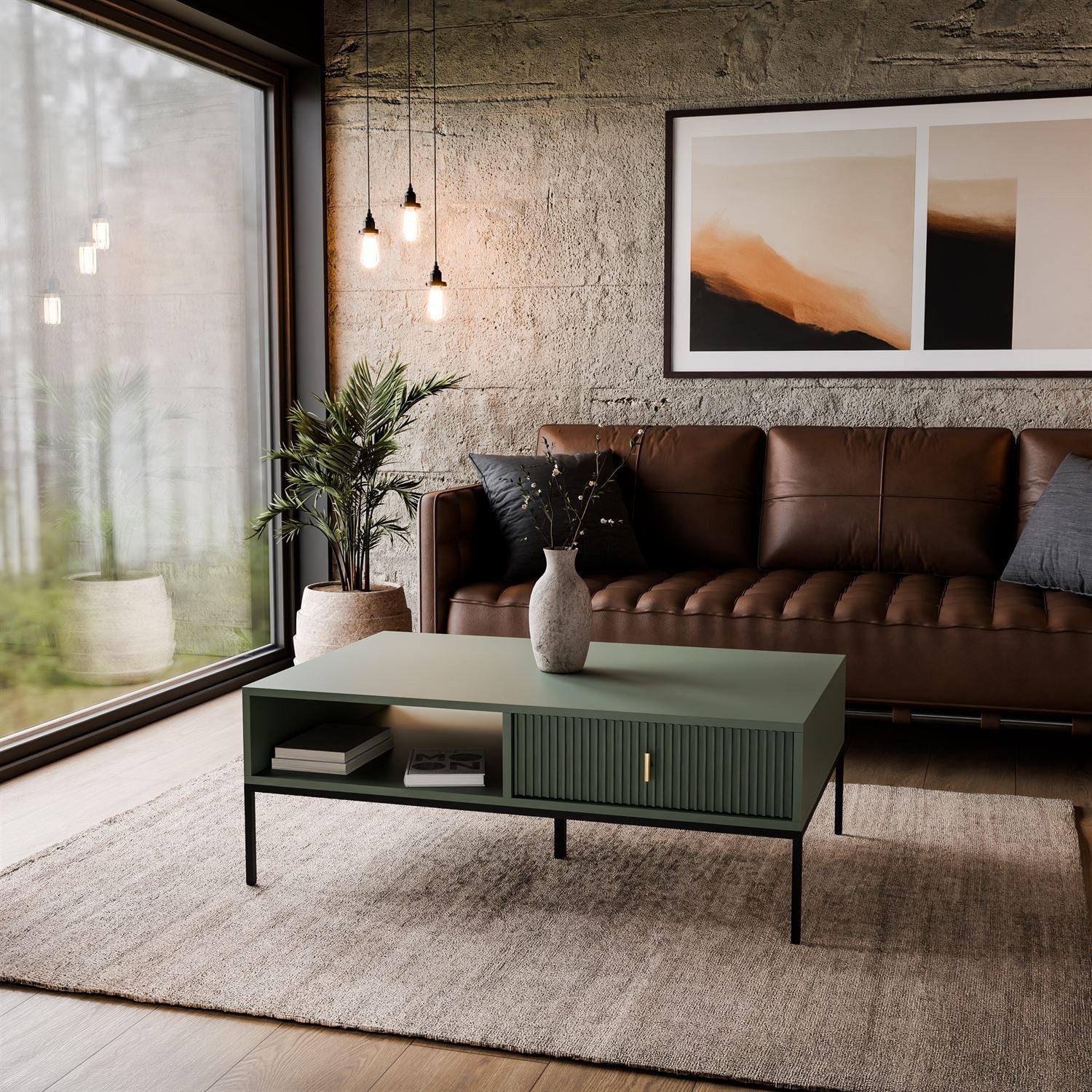Lookway Couchtisch MIDNIGHT mit Schublade auf Gestell, Breite 104 cm