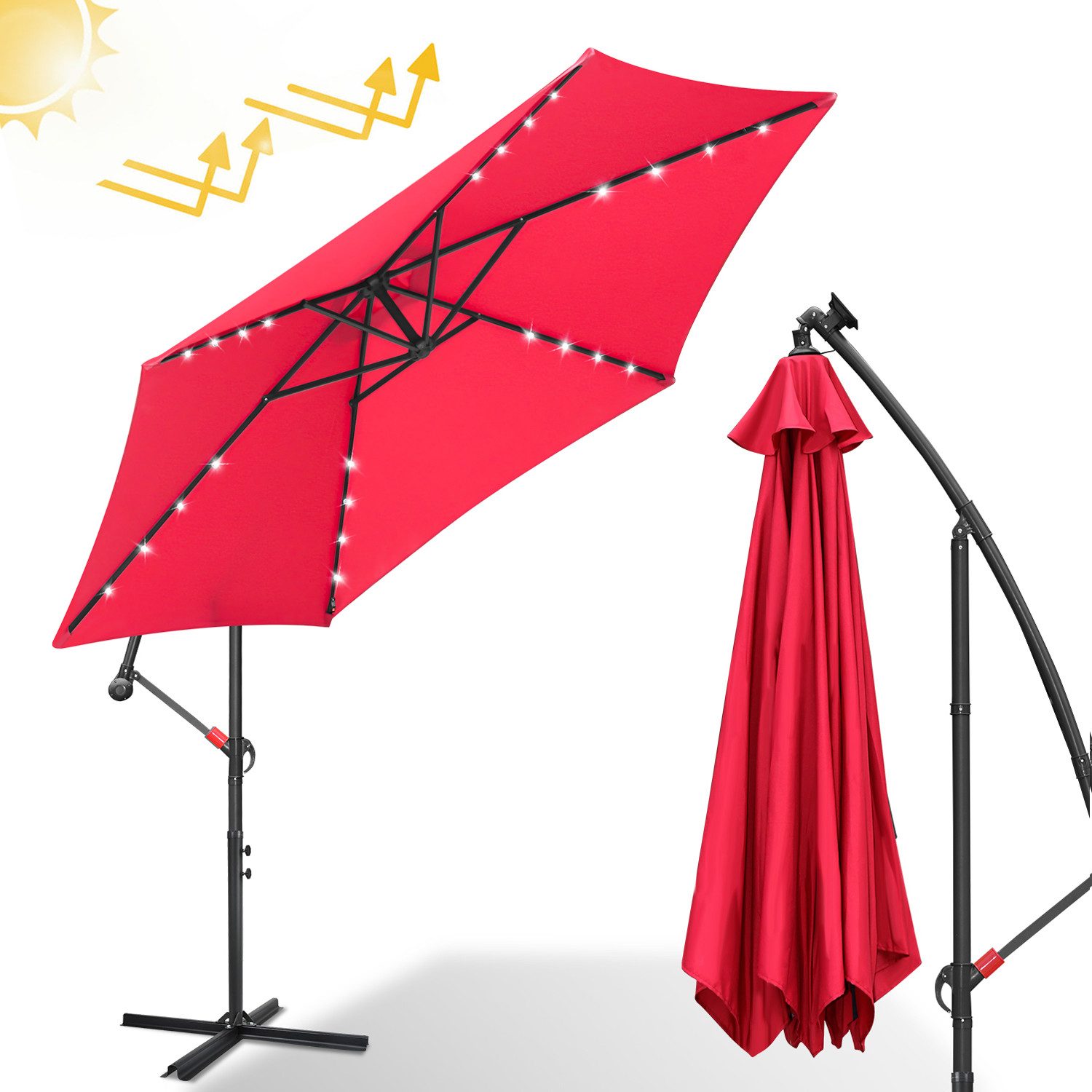 Clanmacy Sonnenschirm Sonnenschirm Ampelschirm,UV-Schutz,Eisen mit Ständer, günstig online kaufen