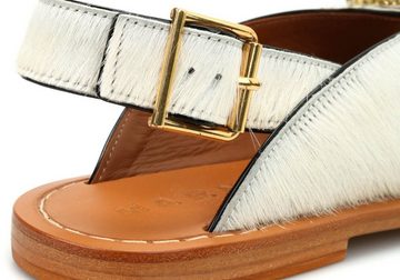 MARNI Marni Leather Cow Pony Hair Jeweled Sandals Slingback Schuhe Flats Sho Sandale