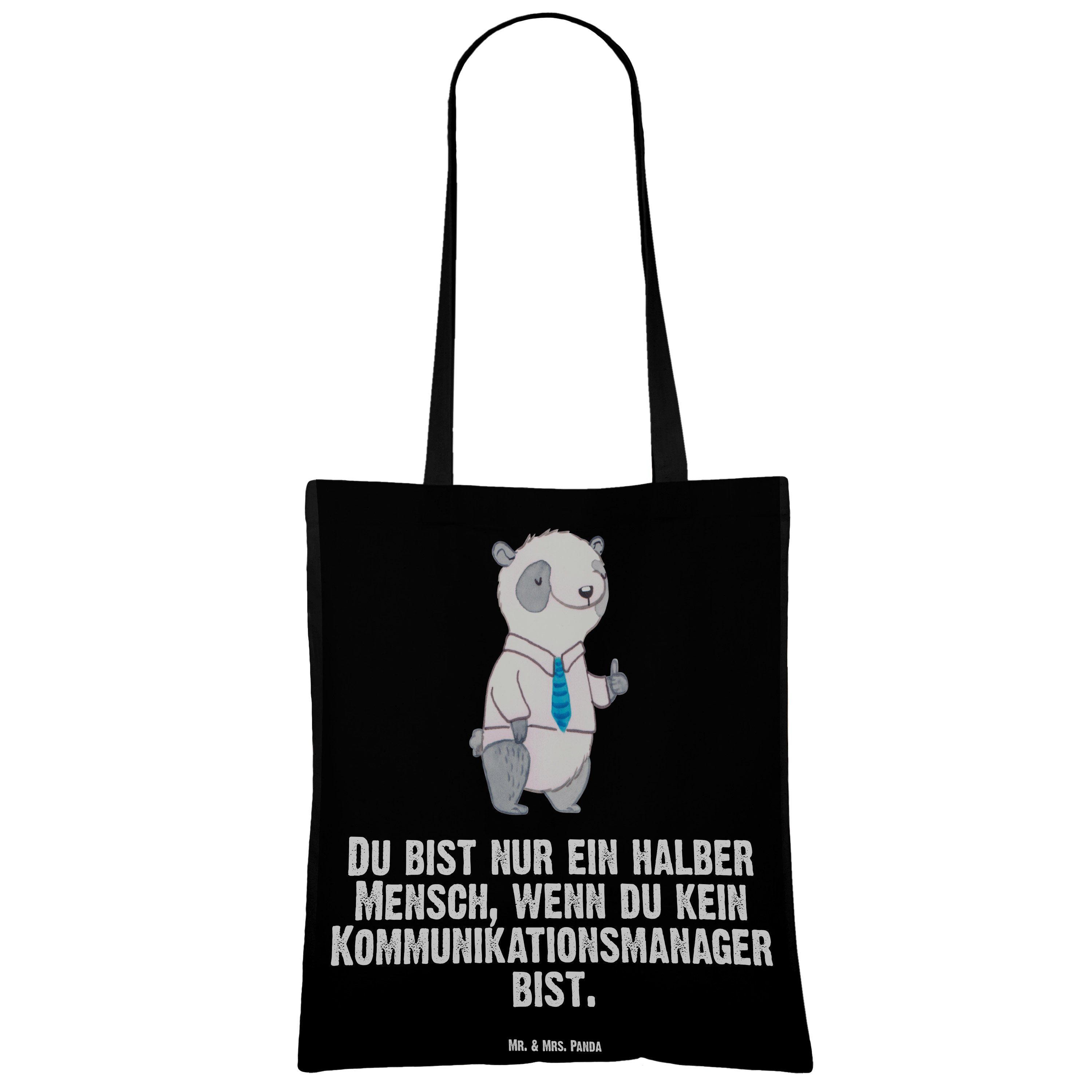 Panda Schwarz mit Tragetasche Mr. & Herz - interkulturelle Kommunikationsmanager Geschenk, (1-tlg) - Mrs.