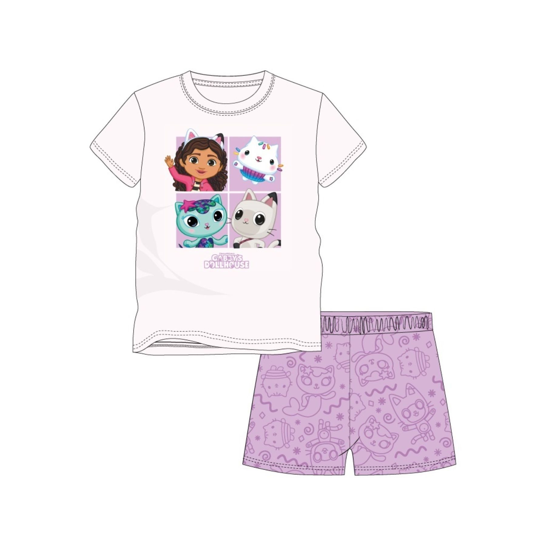 Gabby's Dollhouse Pyjama Kinder Pyjama kurz Baumwollpyjama Sommerpyjama