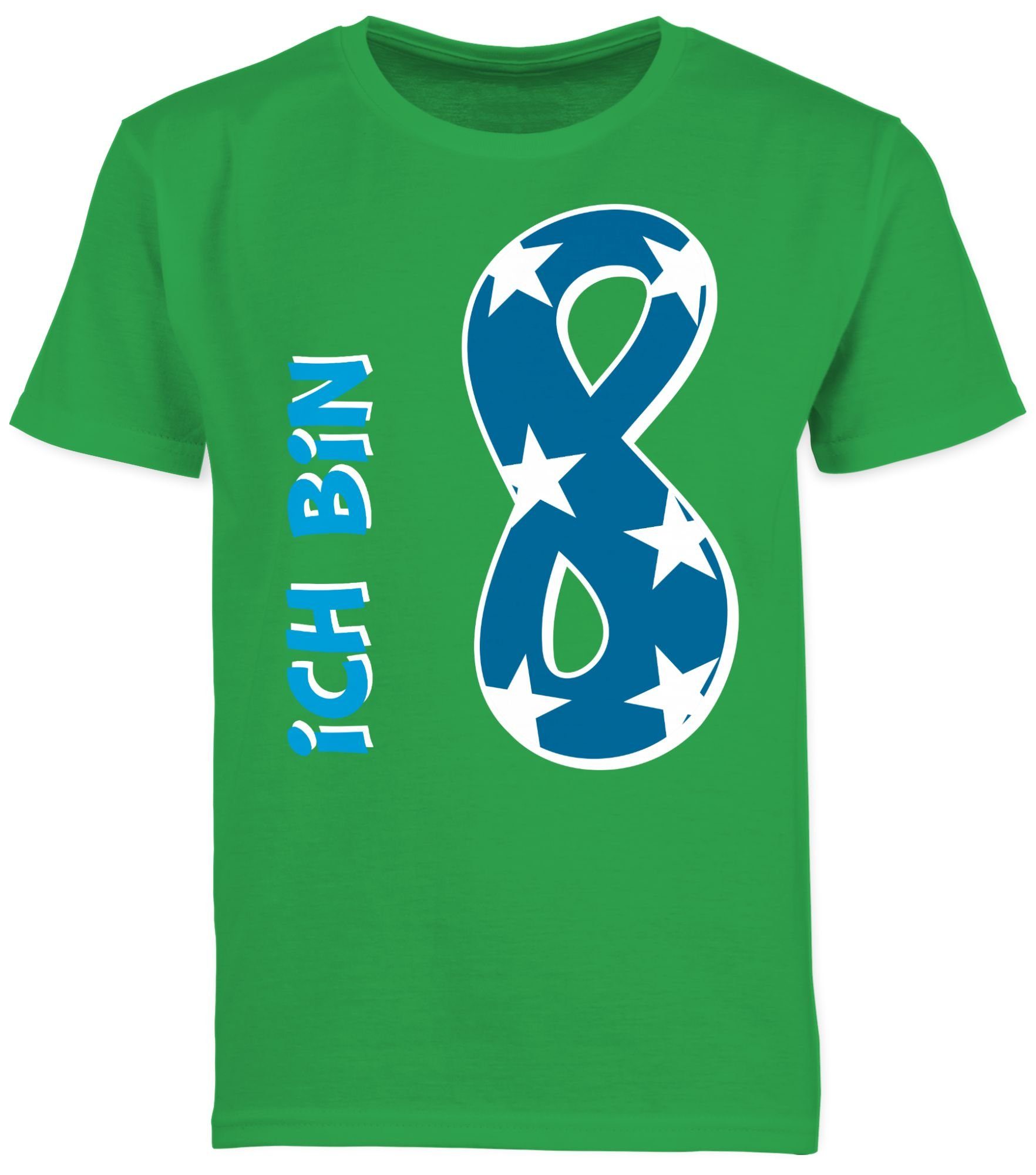 Shirtracer T-Shirt Ich Junge 2 Geburtstag Grün acht bin Blau 8