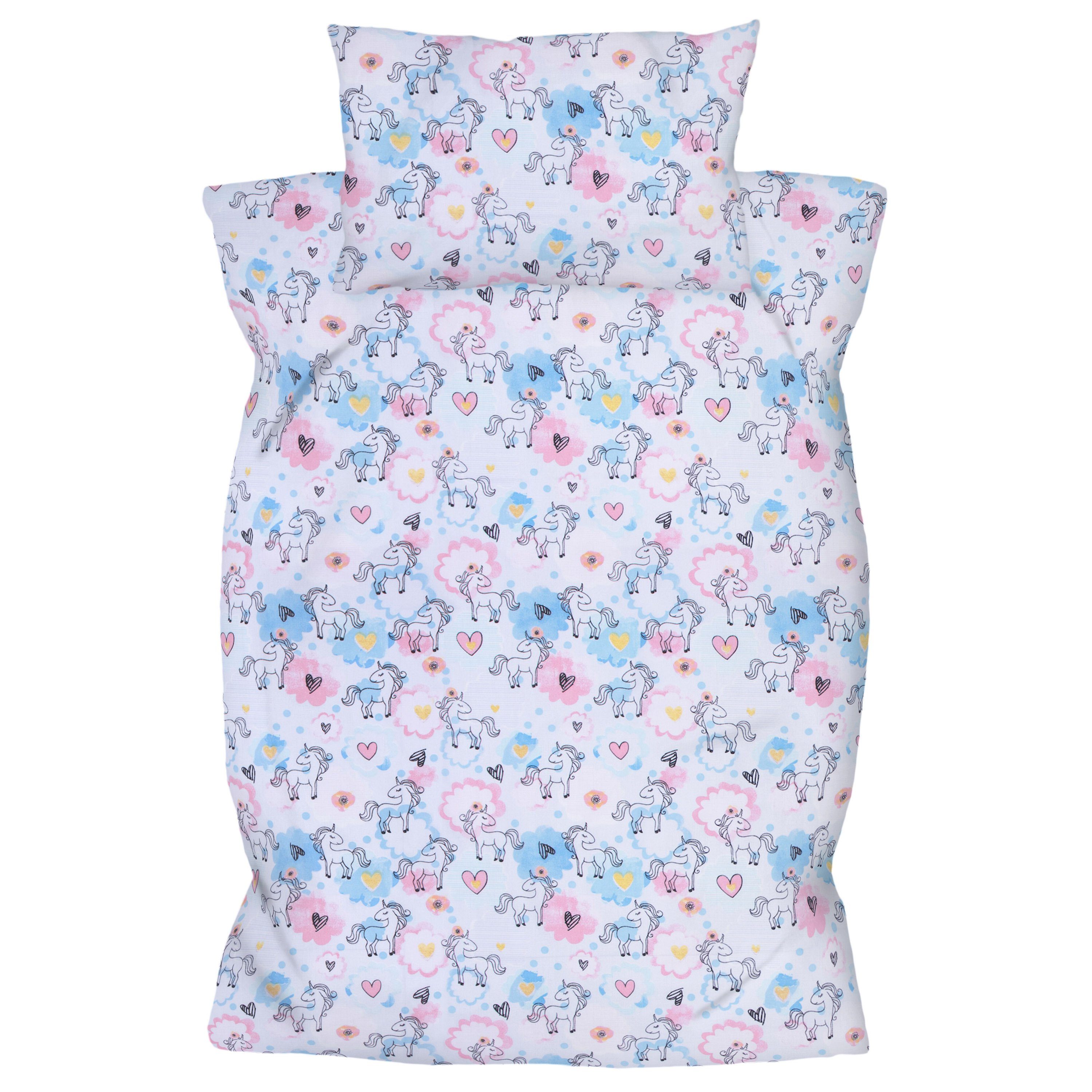 Kinderbettwäsche Babybettwäsche - Bettbezug 100x135 cm, Kopfkissenbezug 40x60 cm, Amilian, 100% Baumwolle