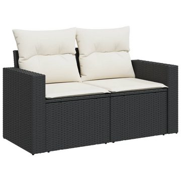 vidaXL Gartenlounge-Set 5-tlg. Garten-Sofagarnitur mit Kissen Schwarz Poly Rattan, (1-tlg)