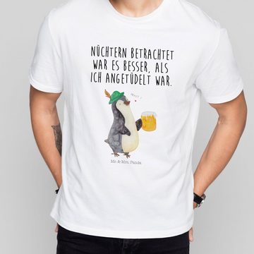 Mr. & Mrs. Panda T-Shirt Pinguin Bier - Weiß - Geschenk, Herrn, Party, Bierchen, Tshirt, Männe (1-tlg)