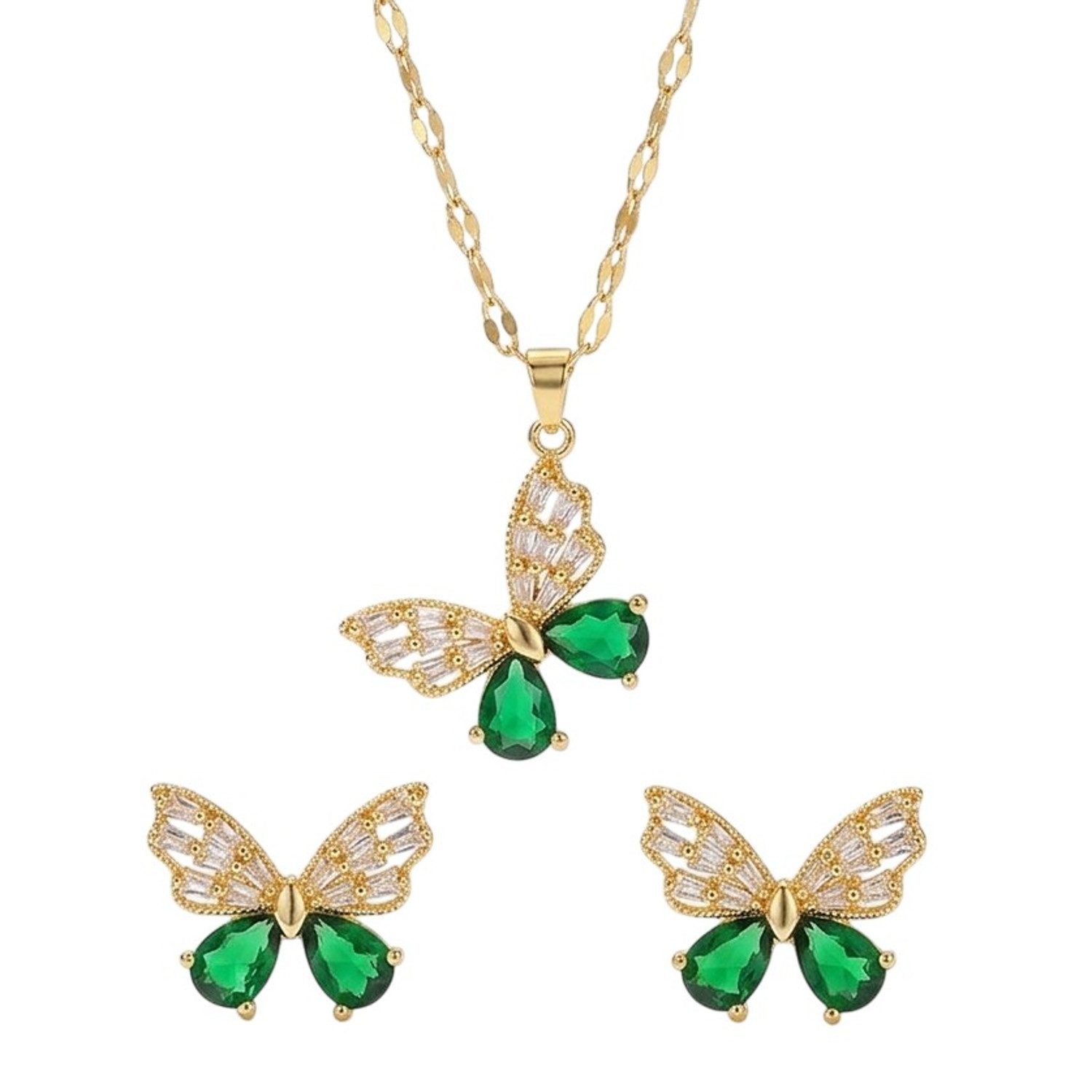 Schmuckset Schmetterling Damen Edelstahl Zirkone