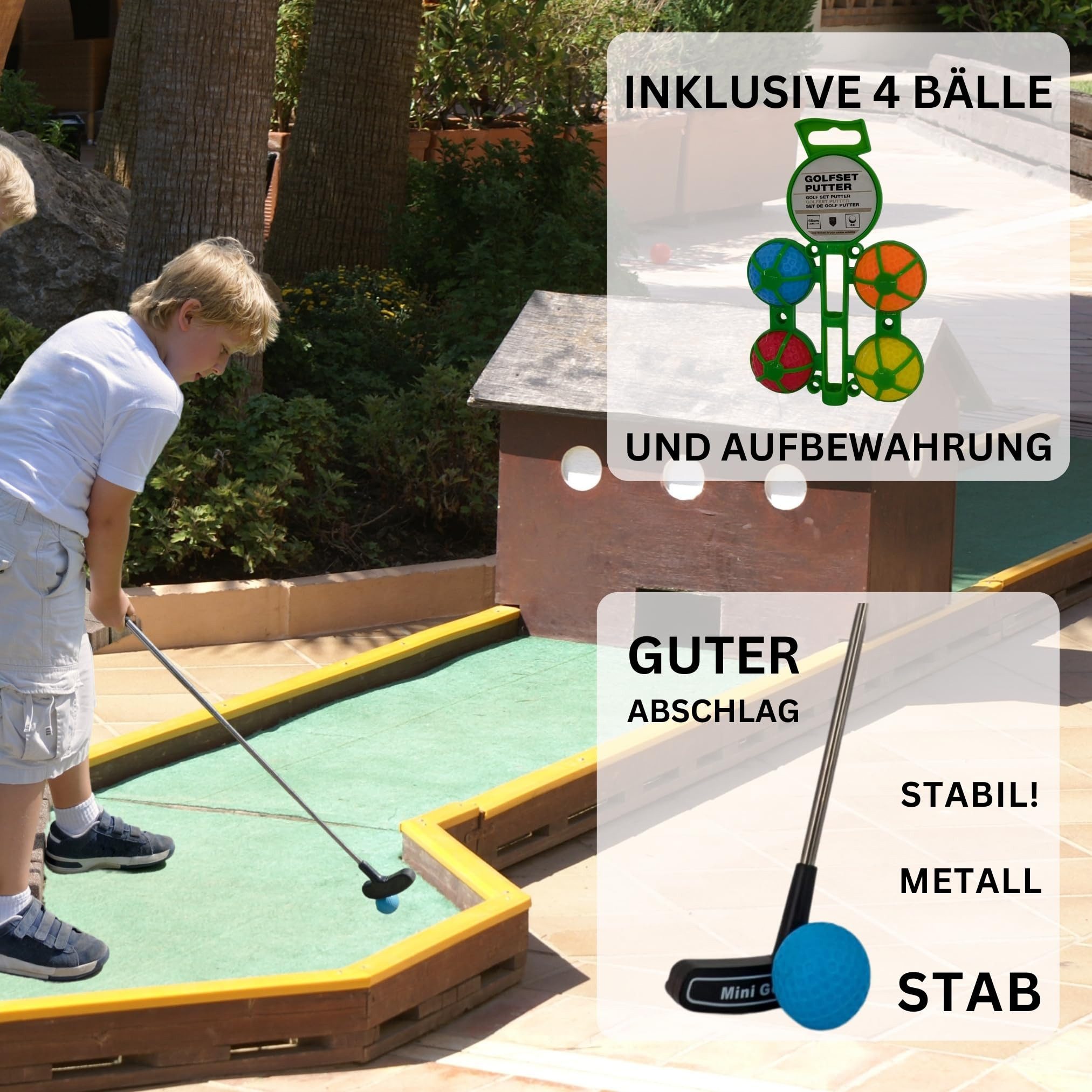 TronicXL Minigolfschläger Kinder Minigolf Set 2X Schläger 8 Bälle Mini Golf MiniGolfschläger, 12-tlg., für Kinder, für Linkshänder, für Rechtshänder