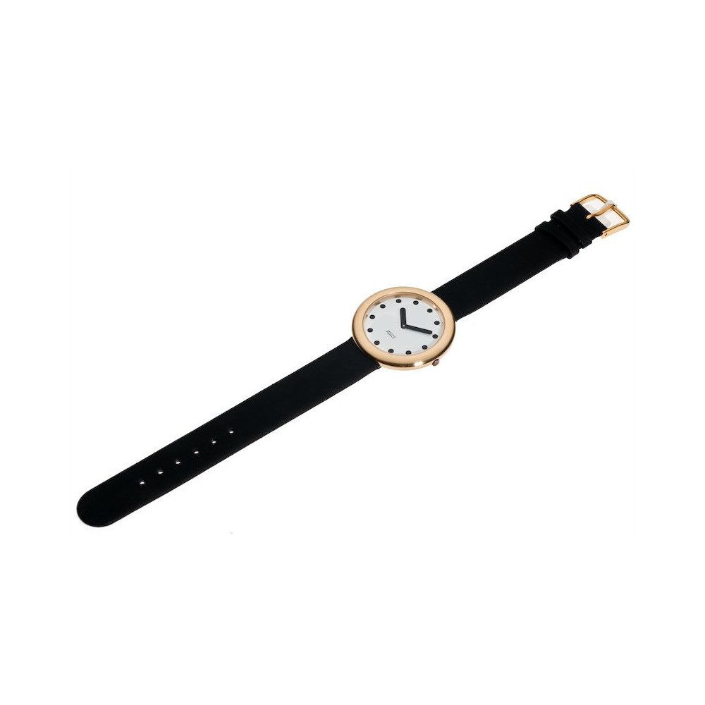 Watchpeople Quarzuhr Damen Armbanduhr Liz Edelstahl Gold Lederband Olive Weiß WP-9000193, flach und leicht, schwarze Zeiger, versenkte Krone im Gehäuse