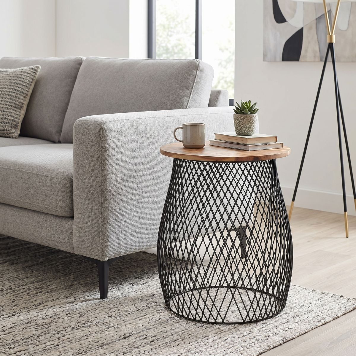 Ambiente Haus Beistelltisch Urban rundes Beistelltisch käfig -H 50cm (1-St)