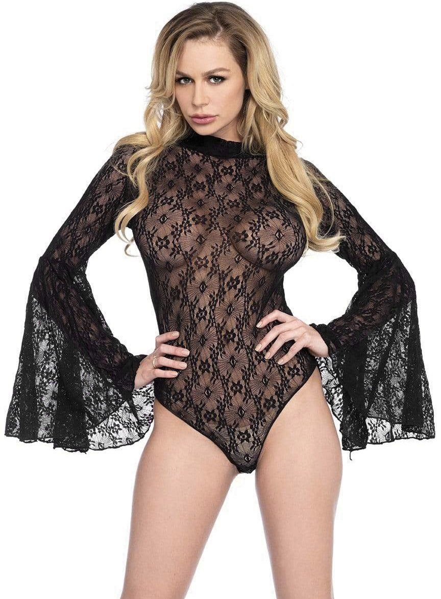 Leg Avenue Kostüm Spitzenbody mit Glockenärmeln, Sexy Accessoire für elegante Kombinationen