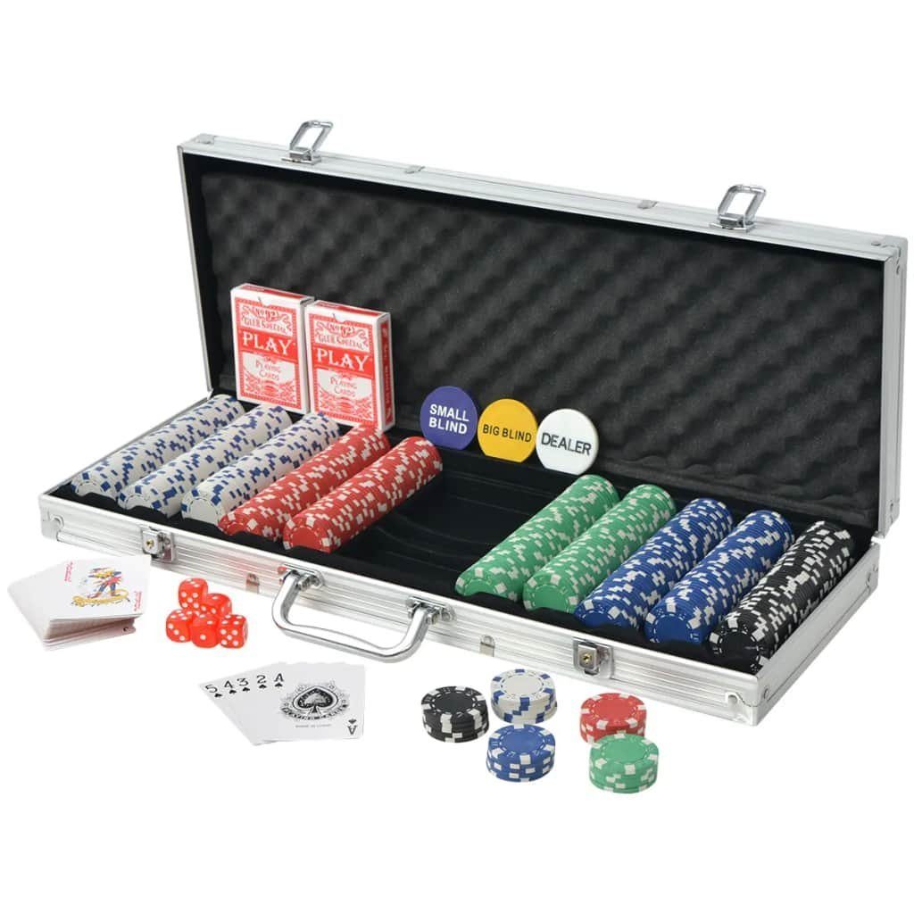 Poker vidaXL 500 Aluminium Set mit Chips Steckdose