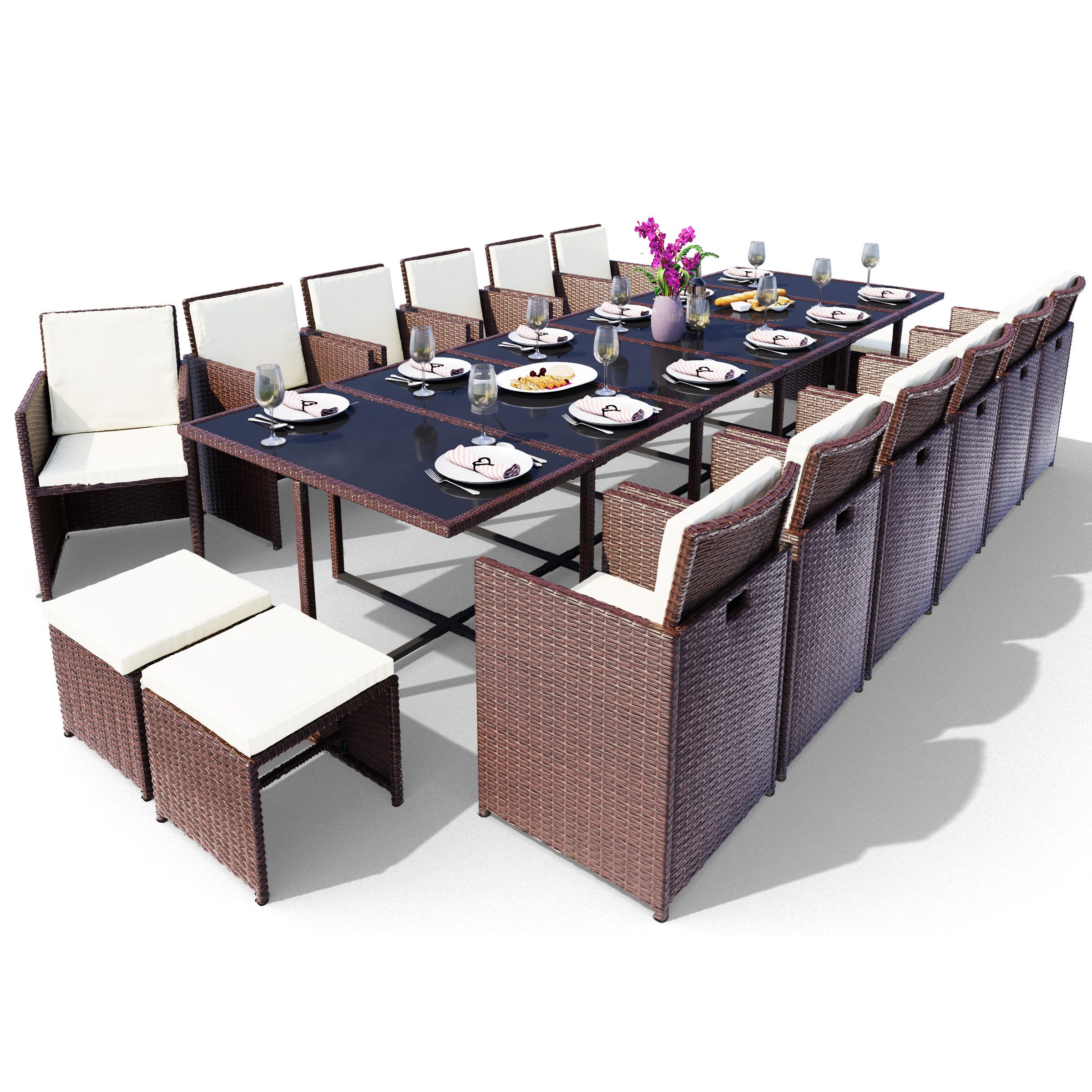 Swing&Harmonie Garten-Essgruppe Poly Rattan Sitzgruppe Esstisch günstig online kaufen