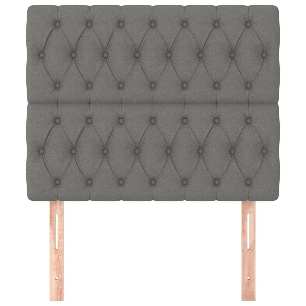 vidaXL Bett Kopfteil Dunkelgrau 90 x 7 x 118/128 cm Stoff (1-tlg)