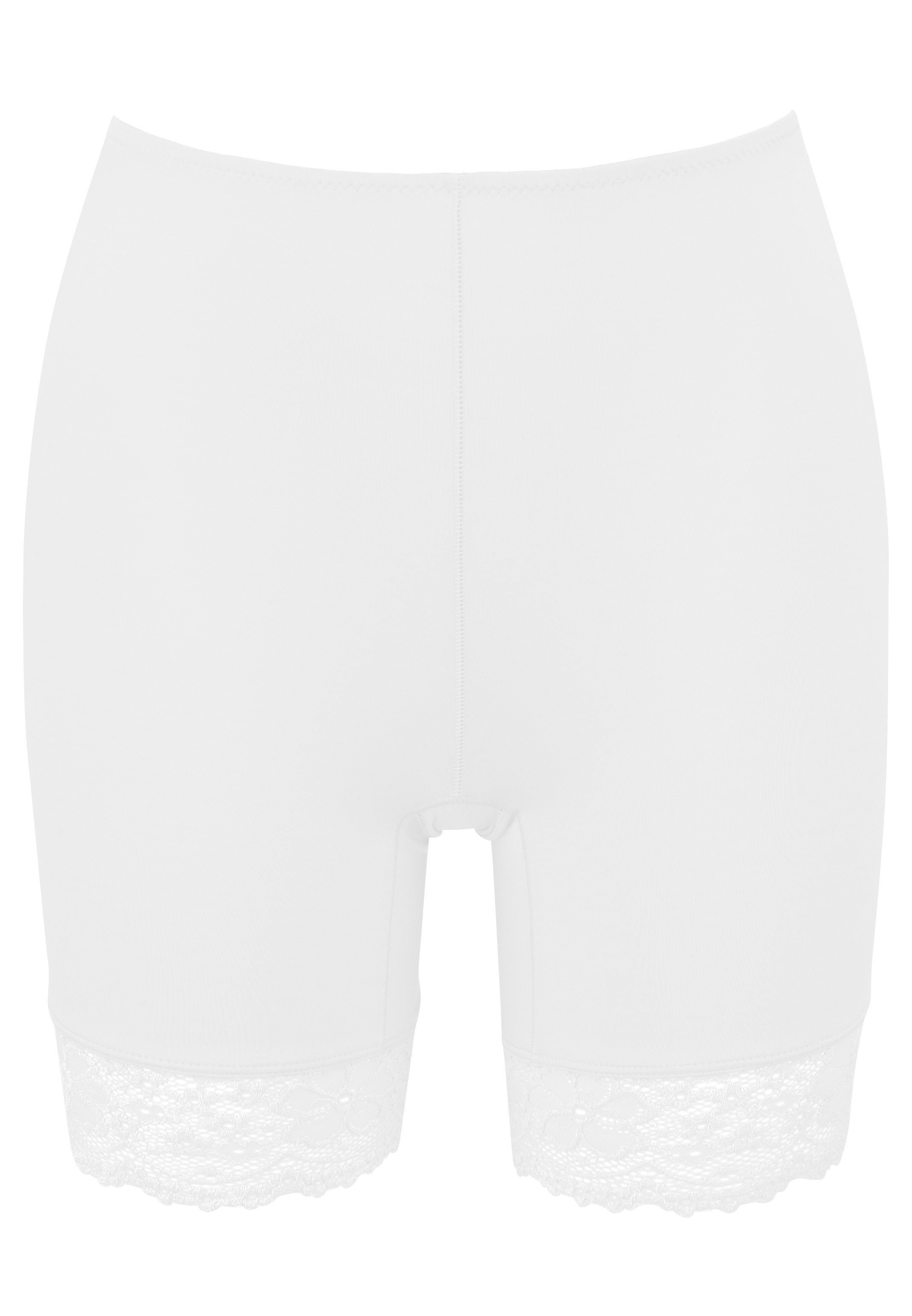 Lange Mit Weiß (1-St) Atmungsaktiv Von Nina C. - Millefleurs Unterhose - Spitzen-Details Langbein Schlüpfer