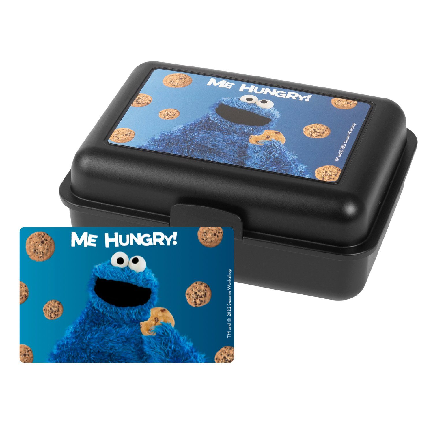 United Labels® Lunchbox »Sesamstraße Brotdose - Krümelmonster Me Hungry!  Lunchbox Butterbrotdose mit Trennwand Cookie Monster Schwarz«, Kunststoff  (PP)