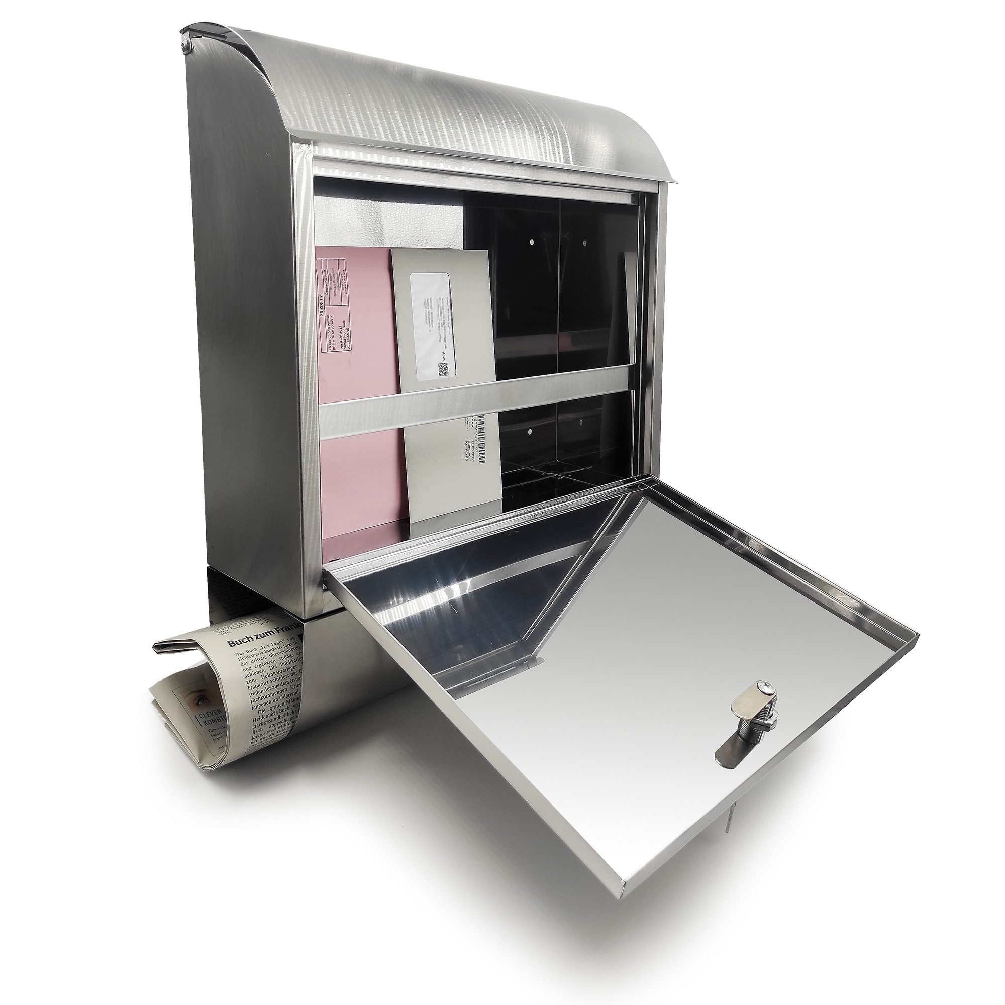 DM-Handel Briefkasten Edelstahl Briefkasten mit 2 Schhlüssel (46x40x13 cm, günstig online kaufen