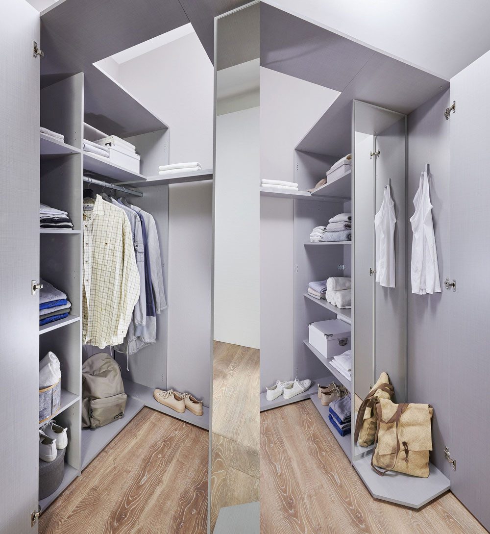 Wimex Eckschrank Newport (2-türig, mit 1 Kleiderstangen, mit 8 Einlegeböden, mit 1 Haken, 1-St., moderne Optik, 2-türig, mit Einlegeböden, mit Kleiderstangen) 135,5x97x197cm weiß
