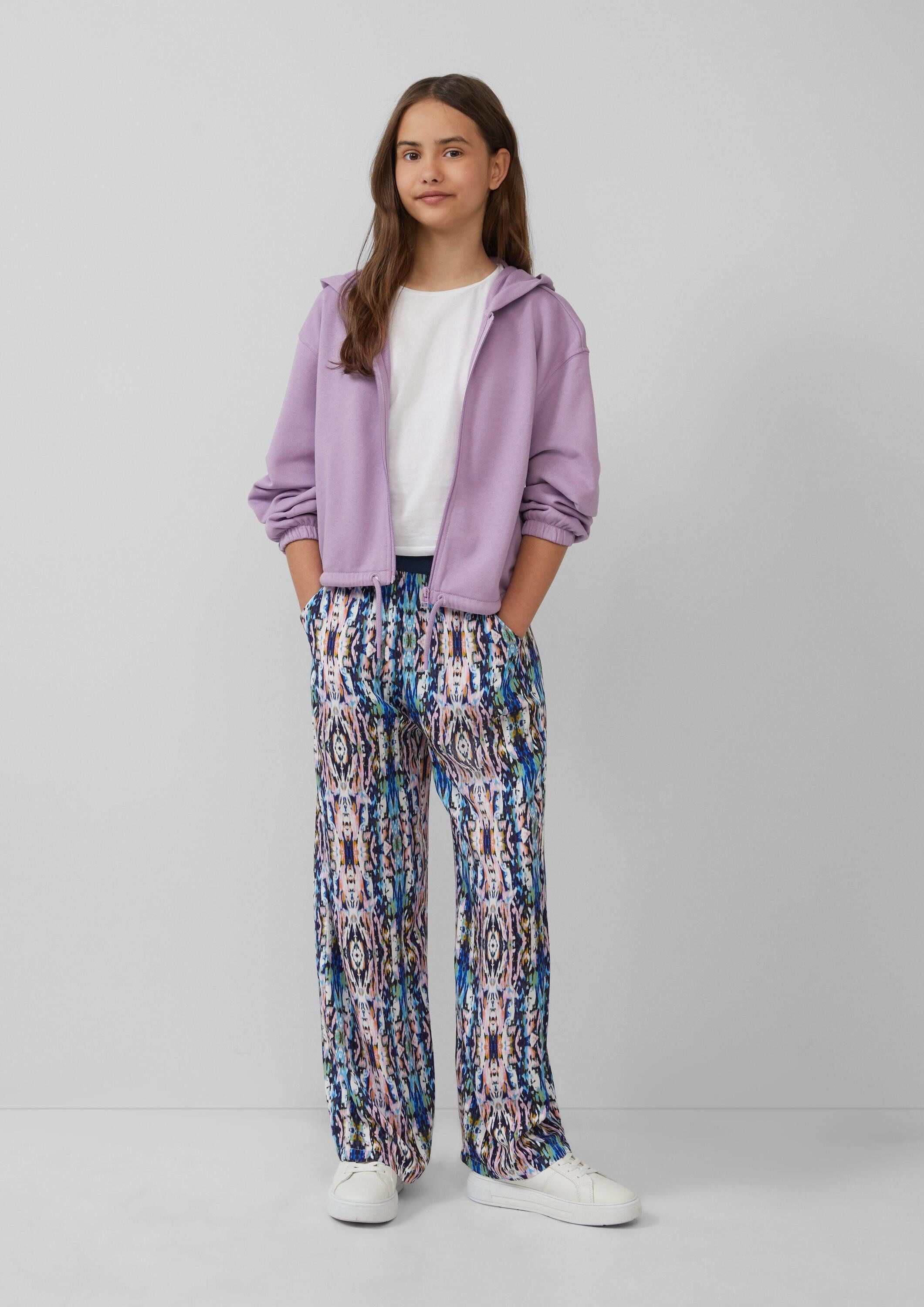 s.Oliver Sweatjacke Sweatshirt Jacke Verkürzte Sweatjacke mit Kapuze und überschnittenen Schultern