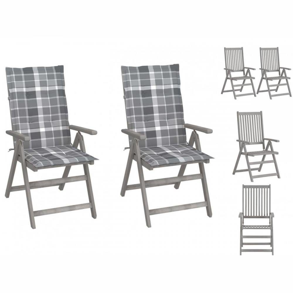 vidaXL Gartenstuhl Verstellbare Gartenstühle 2 mit Stk Auflagen Akazie Massivholz Holz