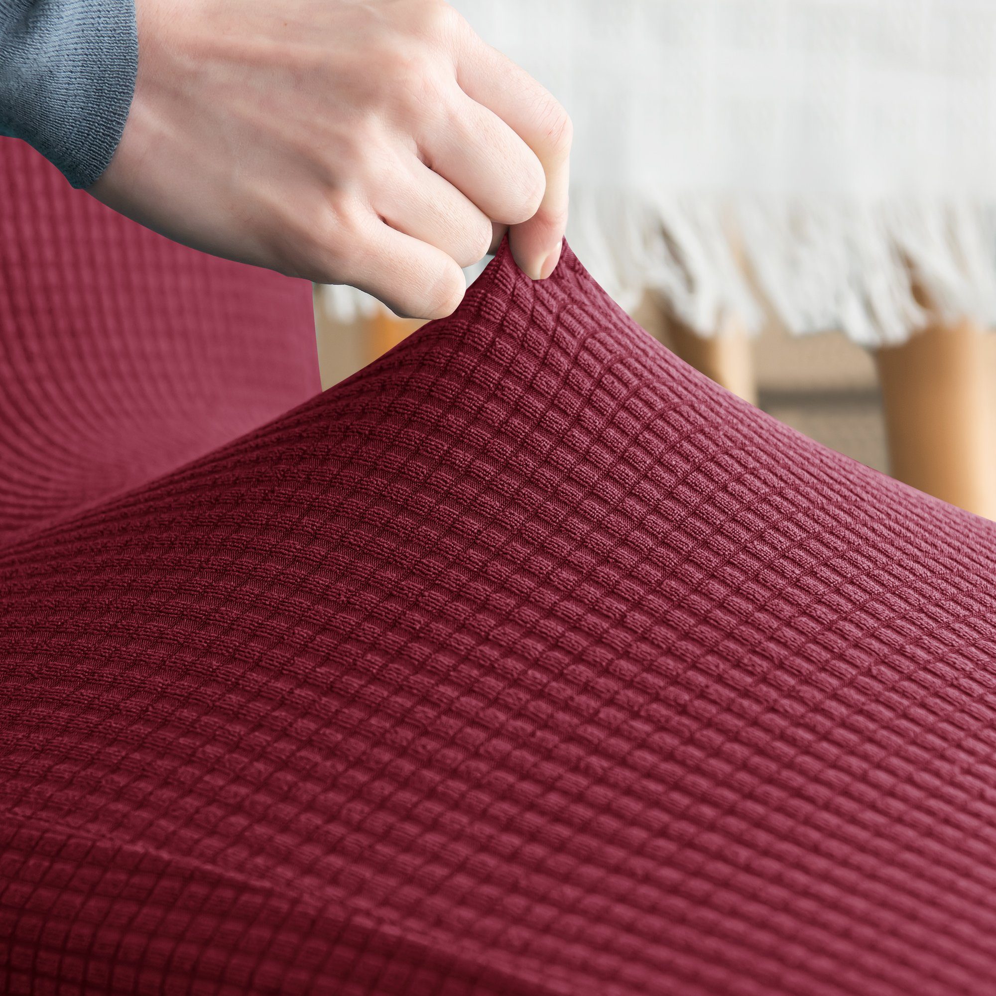 MOOHO, hohe Rot Stuhlbezug Geeignet für Sitzflächenhusse XL Stuhlüberzug dezentem Spannbezug, Stuhlhusse Muster, Elastisch Rückenlehne Universal mit Stretch