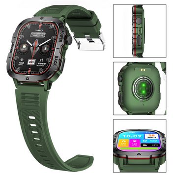 Novzep Smartwatch, 2,01-Zoll-Herzfrequenz-Blutsauerstoff-Schlafmonitor, Smartwatch, Bluetooth3.0+BT5.2, 100+ Sportmodi, IP67 wasserdichte Smartwatch