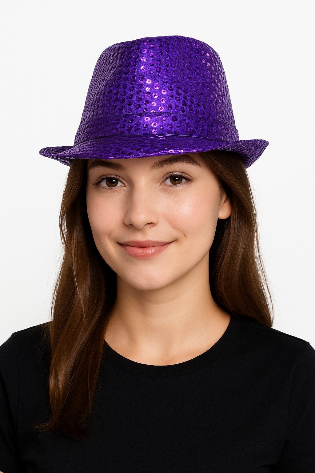 Folat Filzhut Glitzer Pailletten Partyhut für Damen & Herren Kostümaccessoire Funkelnd, leicht, vielseitig