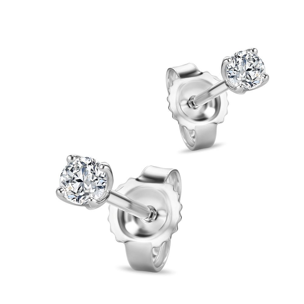 Miore Paar Ohrstecker Damen 9K (375) Weißgold mit Diamanten 0,15 ct oder 0,25 ct, 2,5 x 2,5mm oder 3 x 3mm