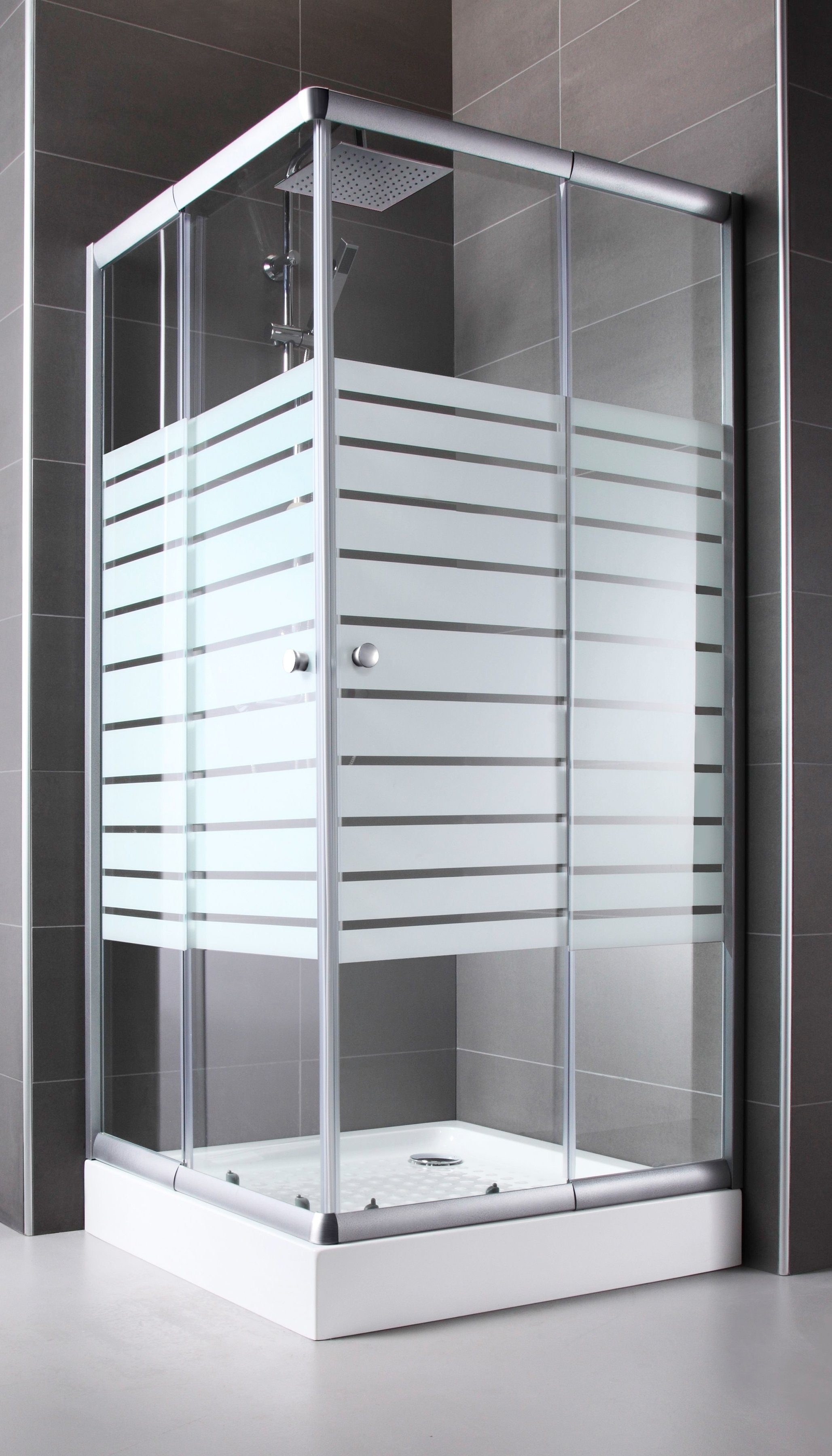 welltime Trento Banda corner shower, WxD: 90x90 cm, single-pane safety glass, with variable adjustment range, shower enclosure with sliding doors