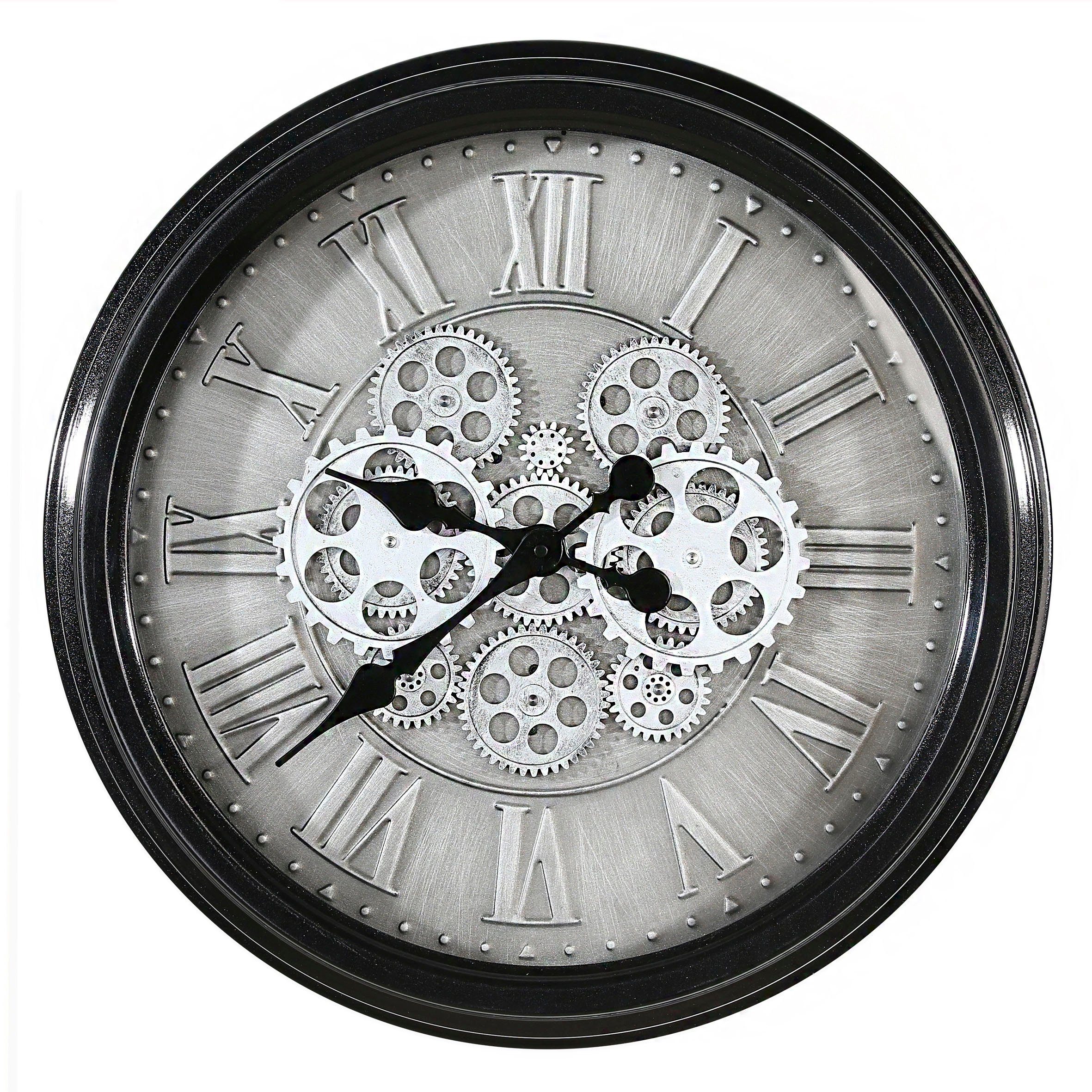 Wanduhr Factona, antik silber/schwarz