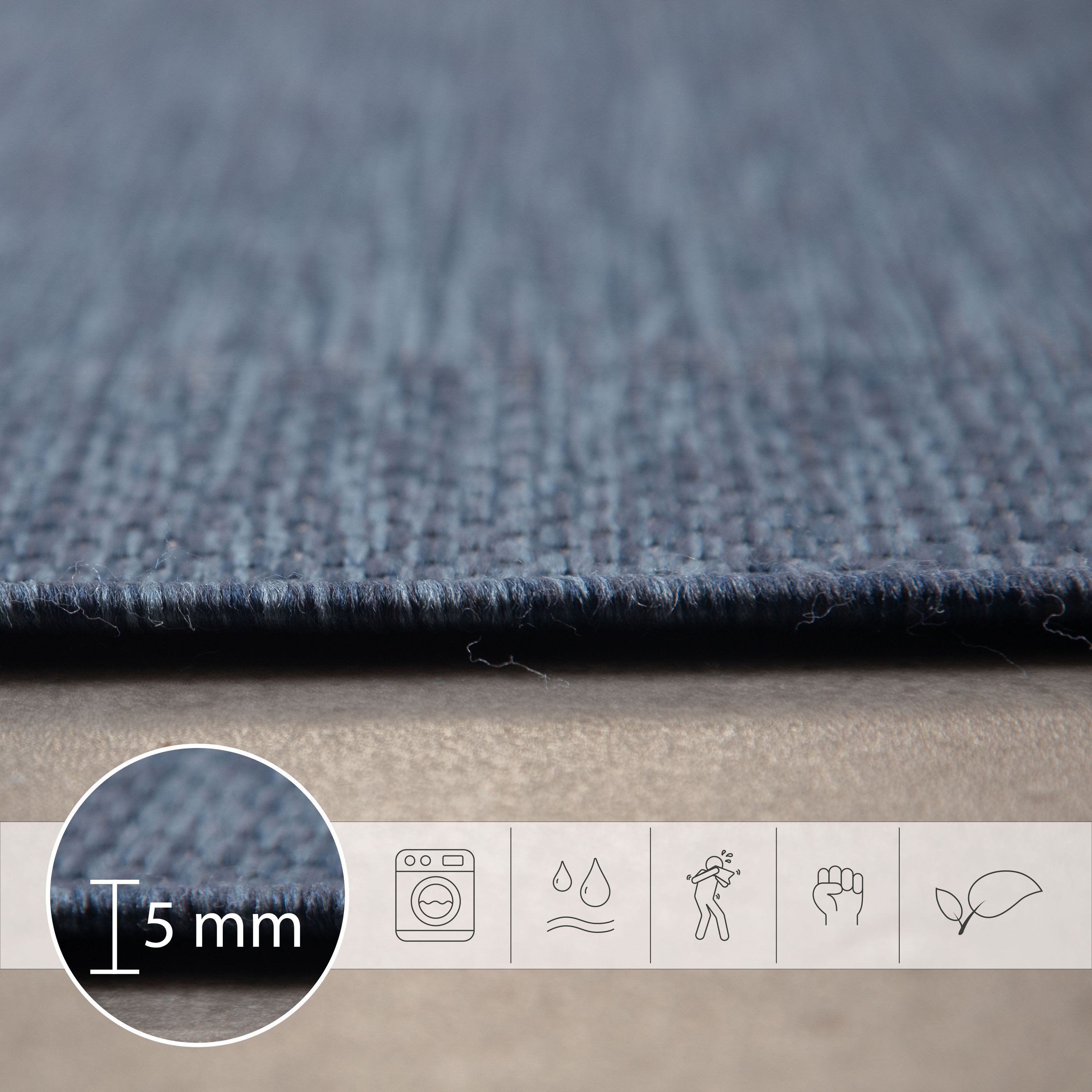 SIMPEX24 Outdoorteppich Unicolor - Einfarbig, Rechteckig, Höhe: 5 mm, Teppich Wetterfest Balkon Küchenteppich Flachgewebe Sisaloptik