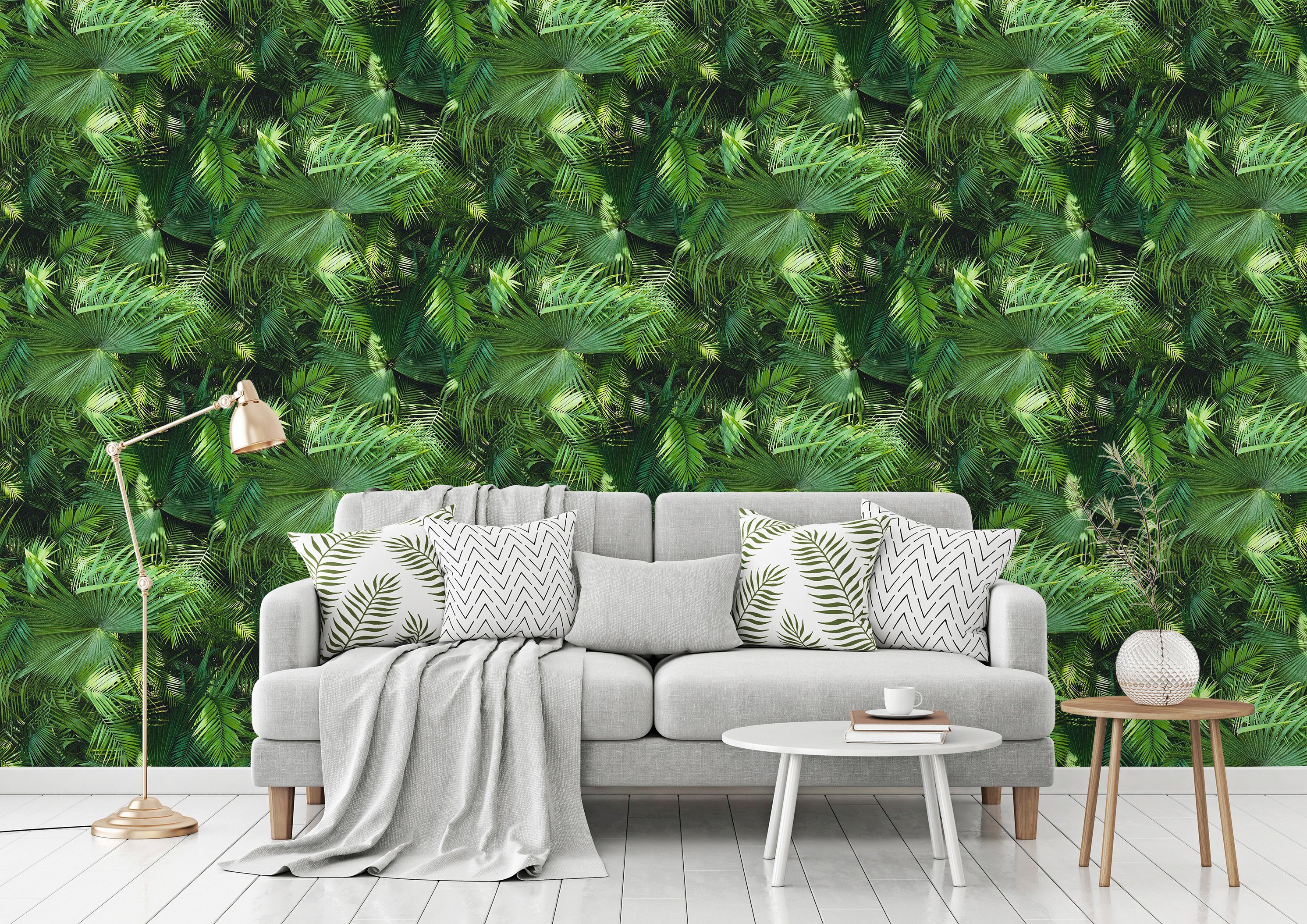 Bude Grün Vliestapete living Tapete Schwarz botanisch, Floral Neue tropisch, Palmen 2.0, walls