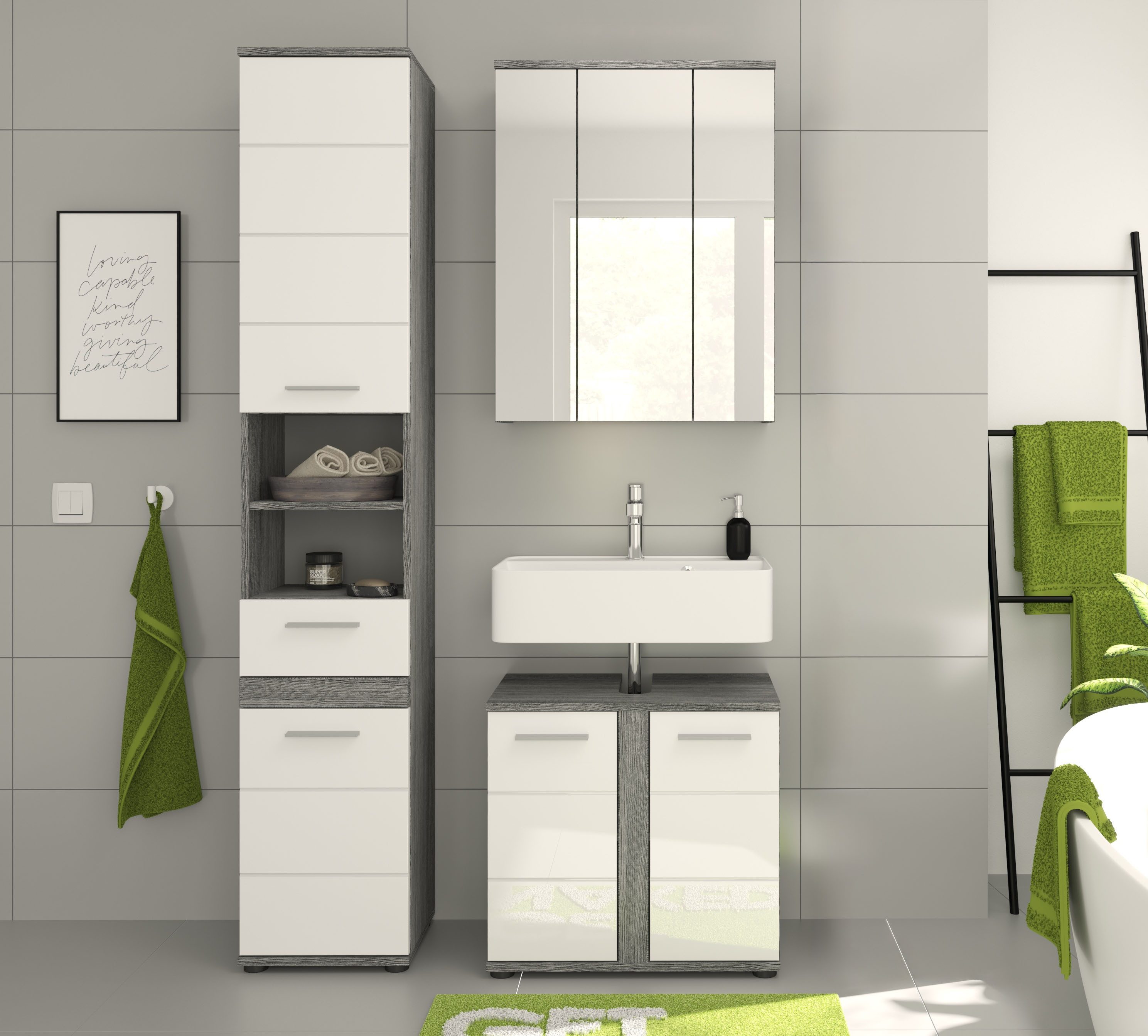 welltime Badmöbel-Set LUCCA, 3 teilig,TOPSELLER!, MDF Hochglanzfront, beste günstig online kaufen