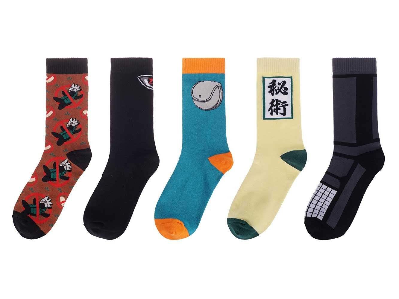 GalaxyCat Strümpfe für in Naruto 5 Set vers. Paar Socken mit (10-Paar) Motiven, Socken Set Fans mit 5-er Motiven Geschenkbox Naruto