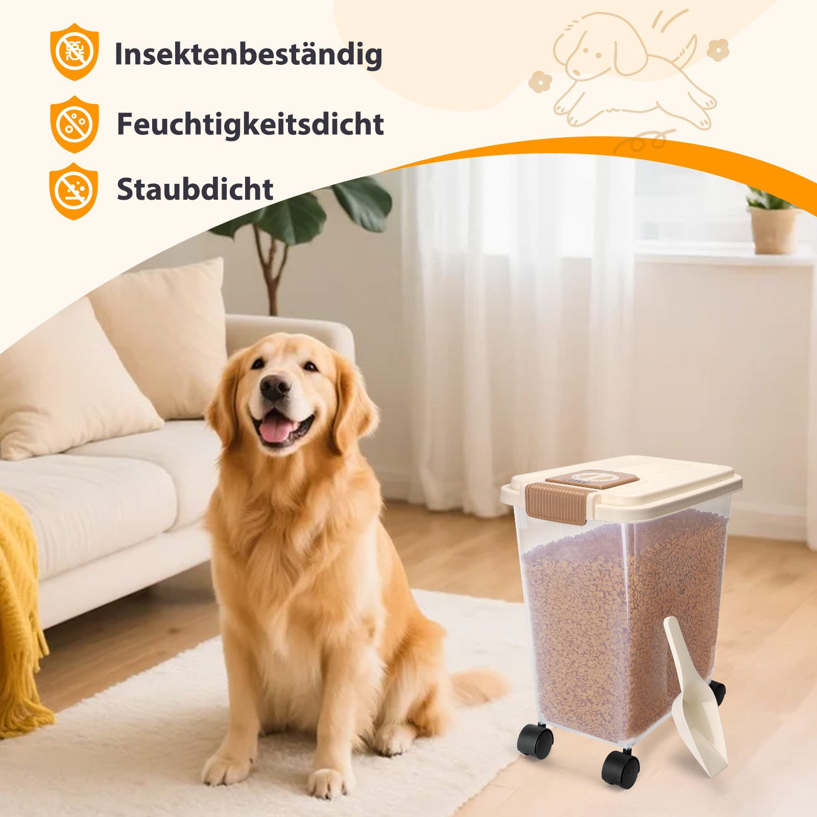nobleza Futterbehälter Hundefutter Aufbewahrung 20L/40L Futterbehälter mit Datumsanzeige