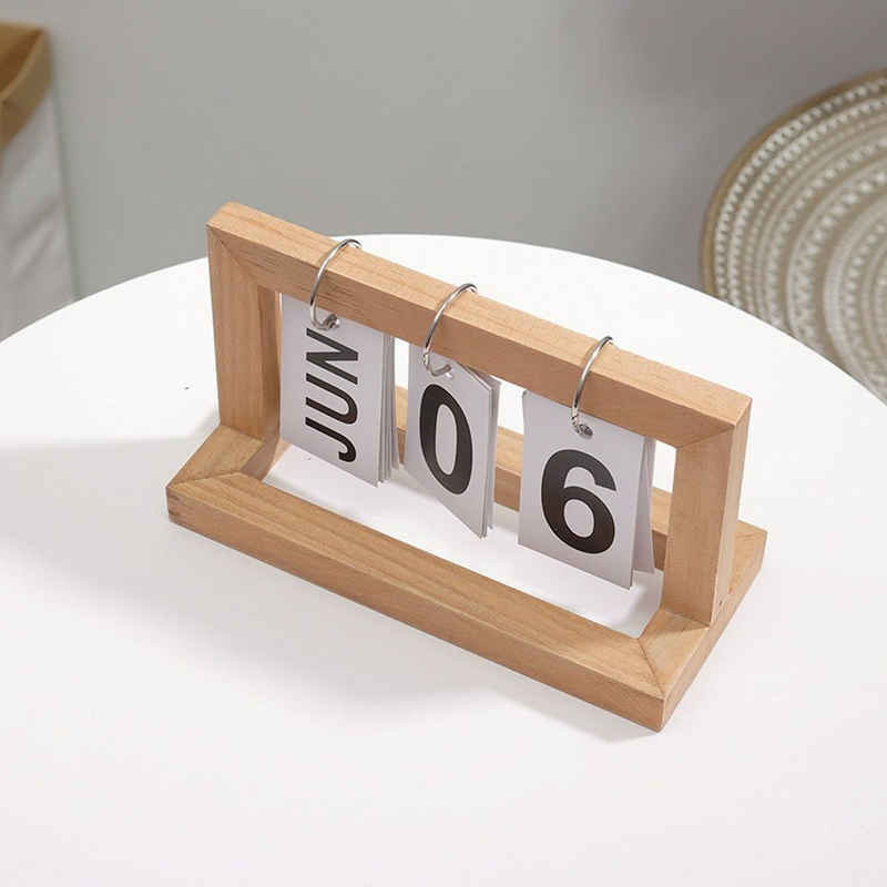 LENBEST Tischkalender Schreibtischkalender Ewiger Kalender Holz Flip Kalender, Home Office Desktop-Dekoration