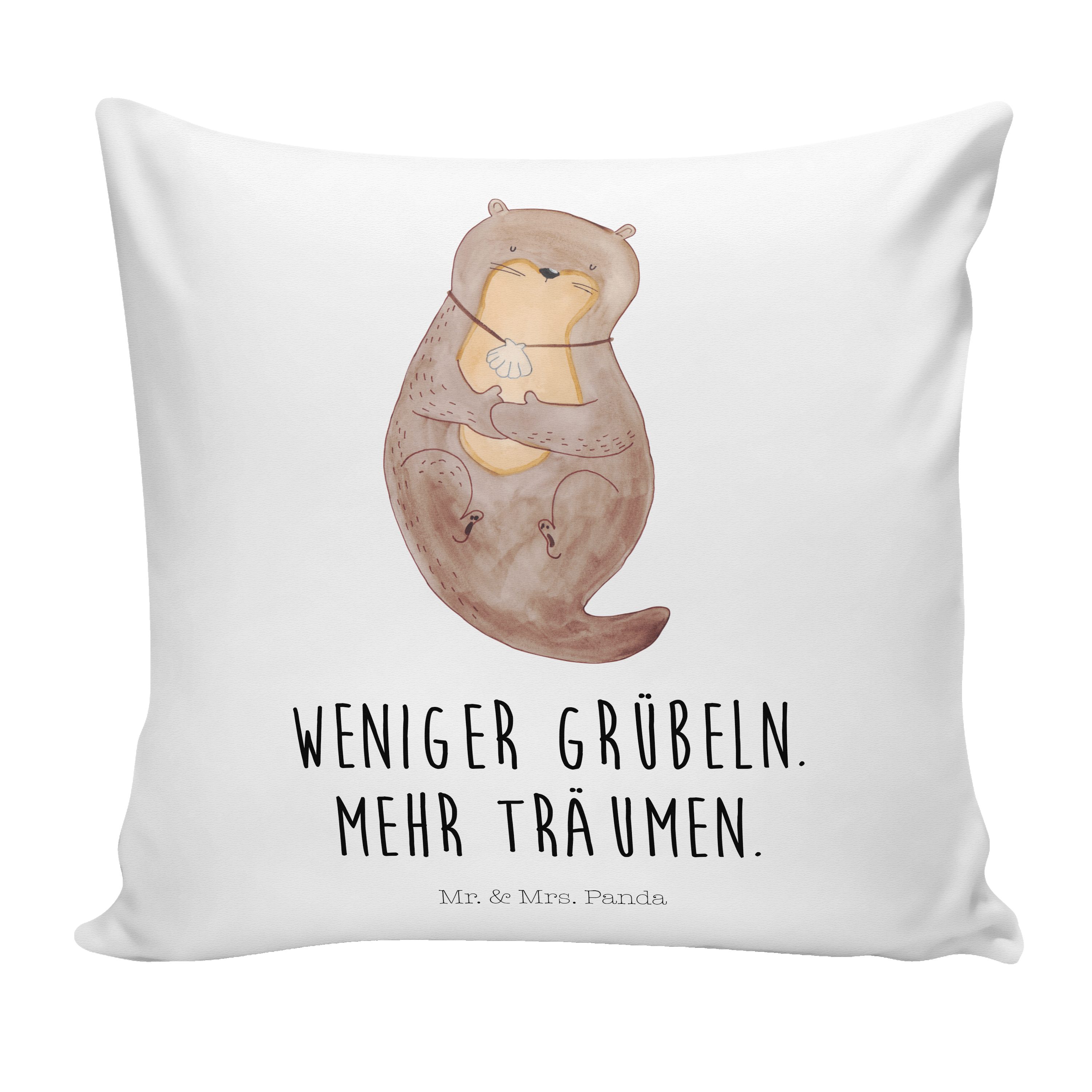 Dekokissen, Mrs. Muschelmedaillon Panda - mit Mr. Weiß Dekokissen Motivkissen Geschenk, - Otter &